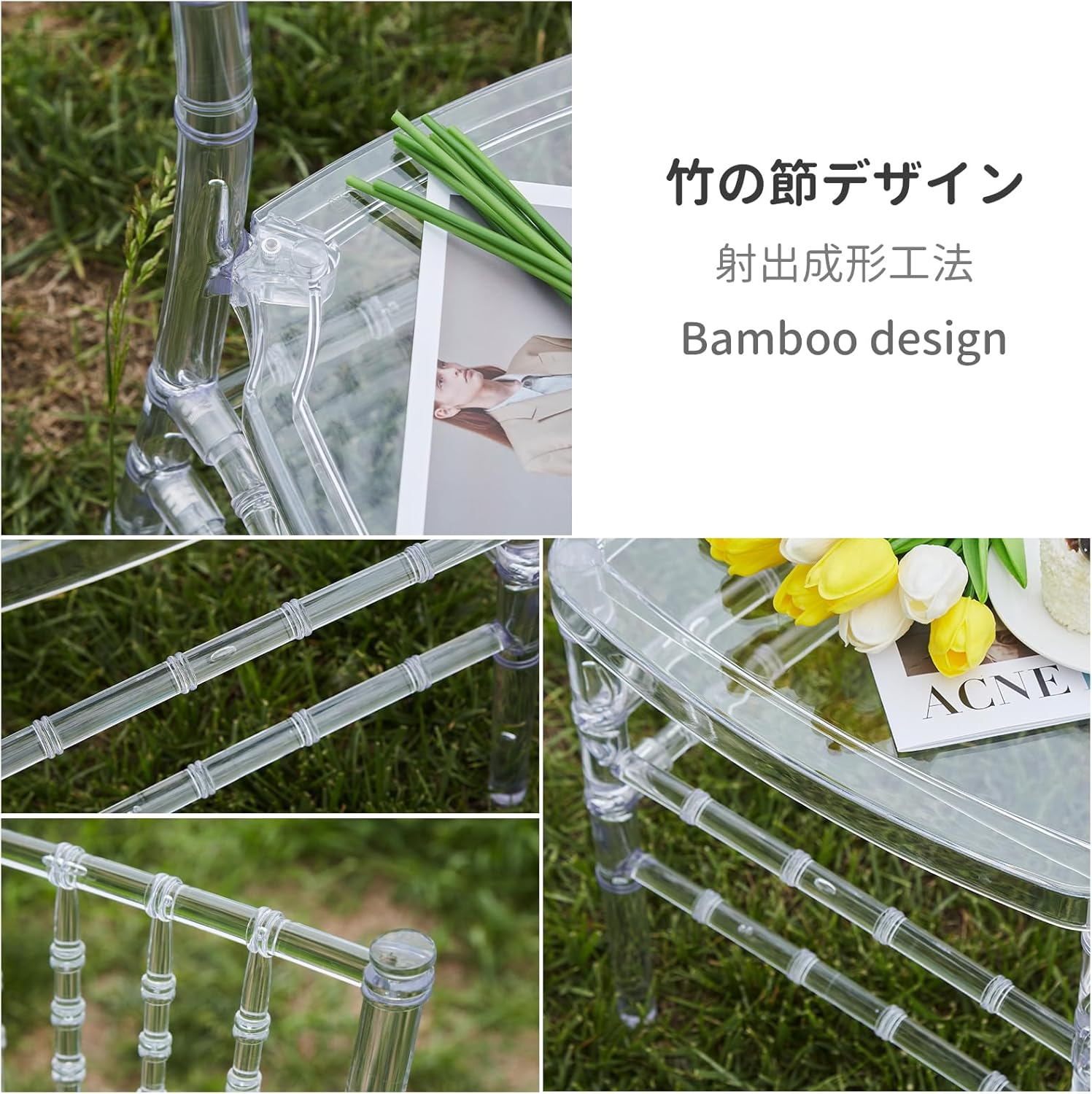 BOOSDEN Clear Chiavari Chairs, Transparent Acrylic Plastic Chair, Accent Armless Dining Chairs, Sturdy Chiavari Chair for Kitchen, Party, Event, Wedding, Banquet, Rental Business - Clear-2 Pack image number 5