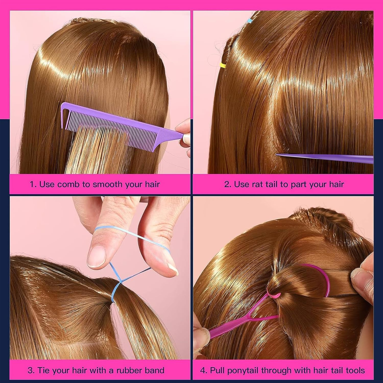 UKKQES Elastic Hair Bands 24 Colors, 2000 Pieces Mini Hair Elastic Bands with Storage Box, Soft Little Girls Hair Bands, Colorful Baby Elastic Band Set with Styling Tool, Rat Tail Comb for Kids image number 4