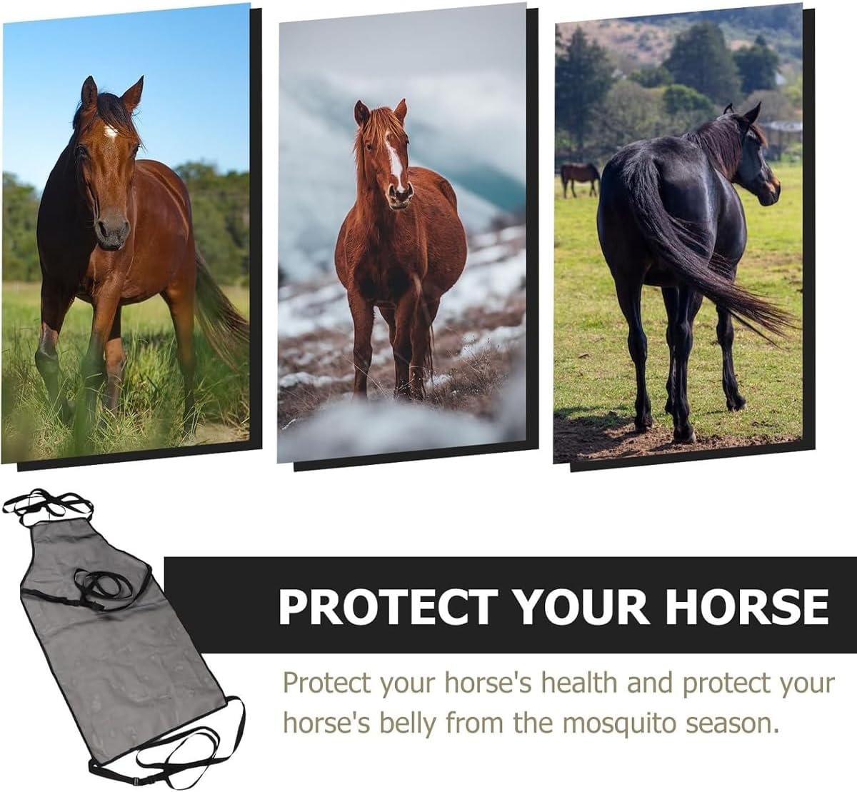 AIMALL Horse Belly Protection Cover - Fly-Proof Mosquito-Proof Anti-Scratch Net Bag for Full Belly Protection image number 3