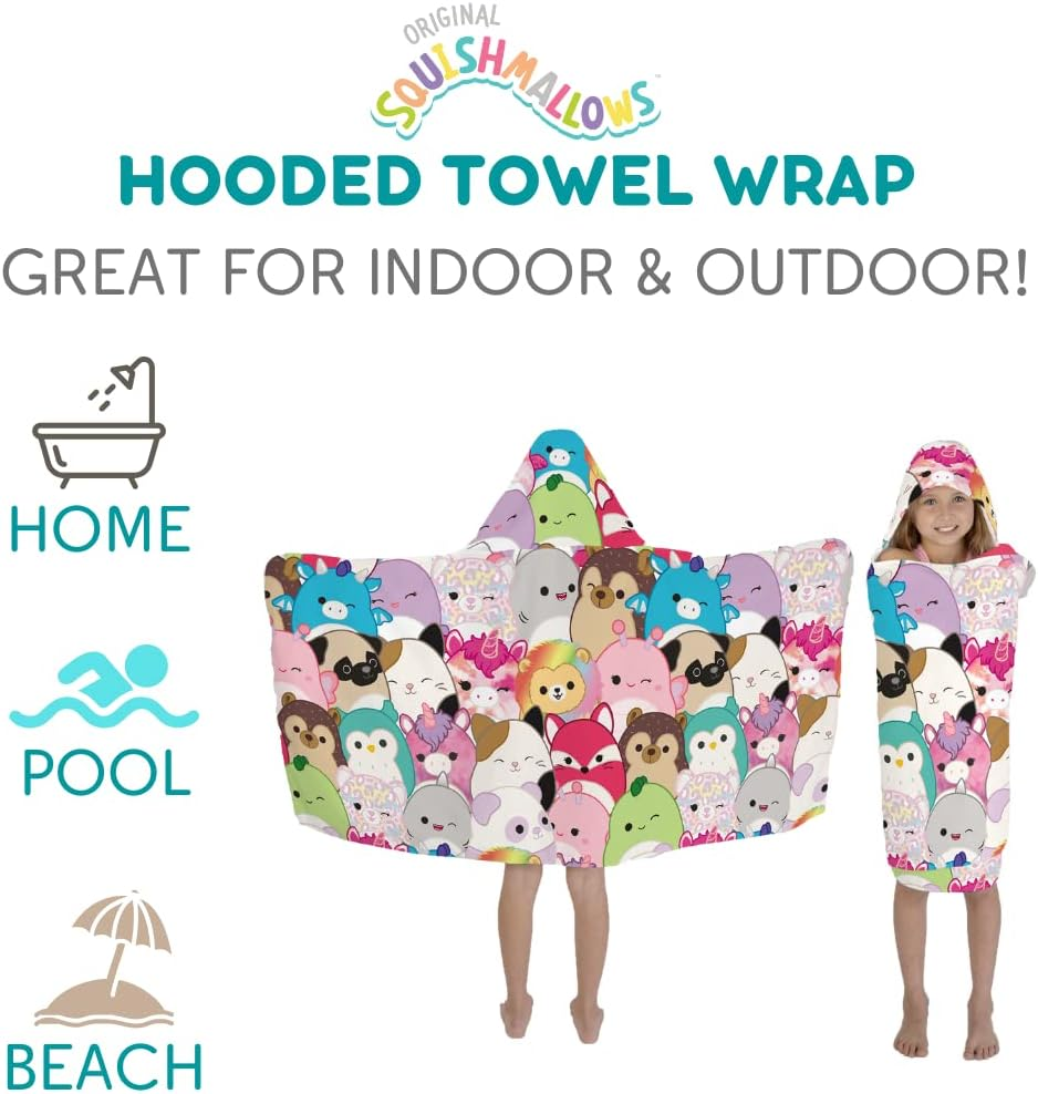 Squishmallows Kids Bath/Pool/Beach Soft Cotton Terry Hooded Towel Wrap, 24 in X 50 In, by Franco - Care Bears Retro image number 3