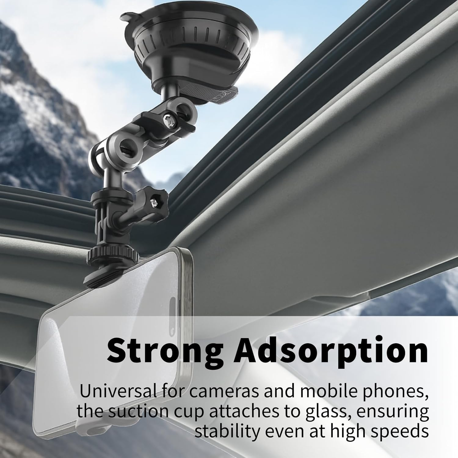 Double-Layer Suction Cup Mount for Gopro Hero11 10 9, DJI Osmo Action, Insta360 X3-360&deg; Adjustable Ball Head for Car Windshield, Durable and Strong Suction for Action Camera Photography SC-1K - 4193 image number 4