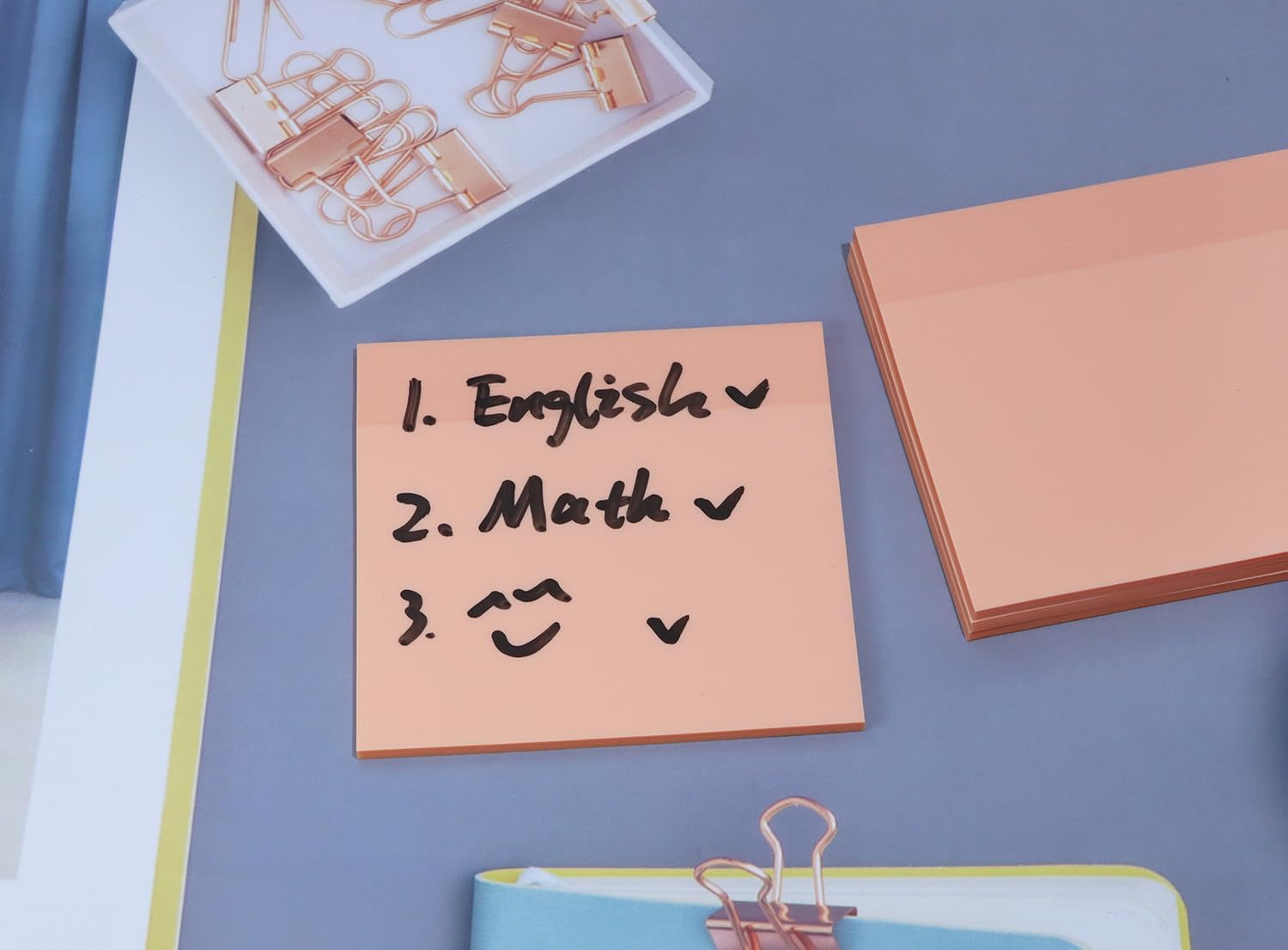 ONLYKXY 4 Pack Transparent Sticky Notes 3X3In Waterproof Self-Stick Book Tabs 200 Sheets PET Markers Sticky Notes Pad (Light Pink) image number 6