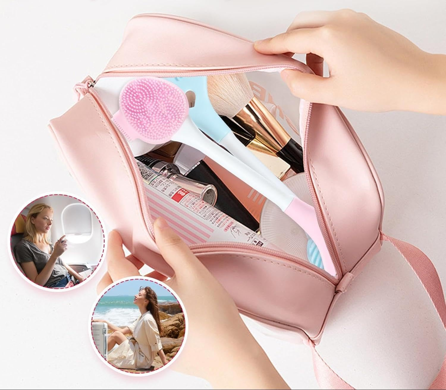 Silicone Face Cleansing Brush Set, 4 Pieces, Double-Sided Facial Scrubber and Mask Applicator image number 4