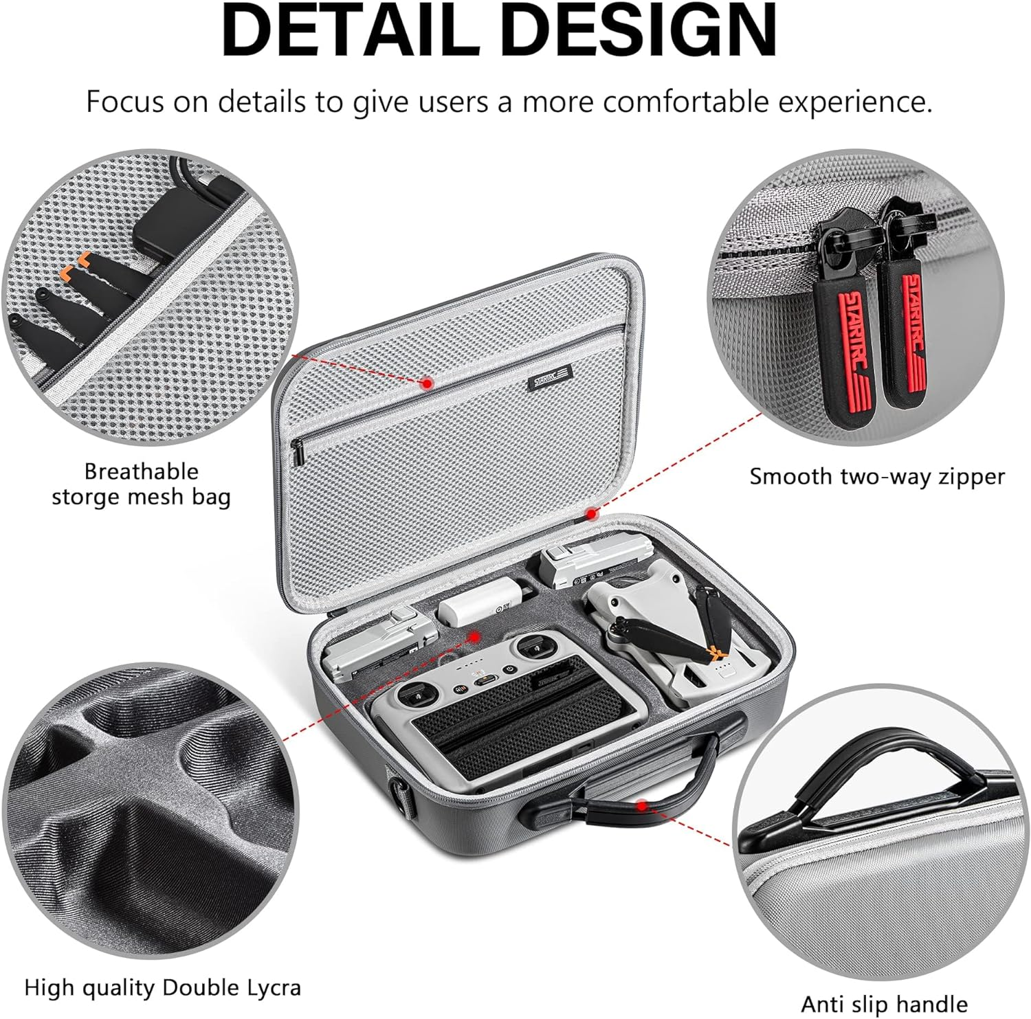 STARTRC Waterproof Case for DJI Mini 3/Mini 3 Pro Case Accessories,Portable Travel Bag for DJI Mini 3 Pro/Mini 3 Fly More Combo(For DJI RC/RC2 Controller) image number 1