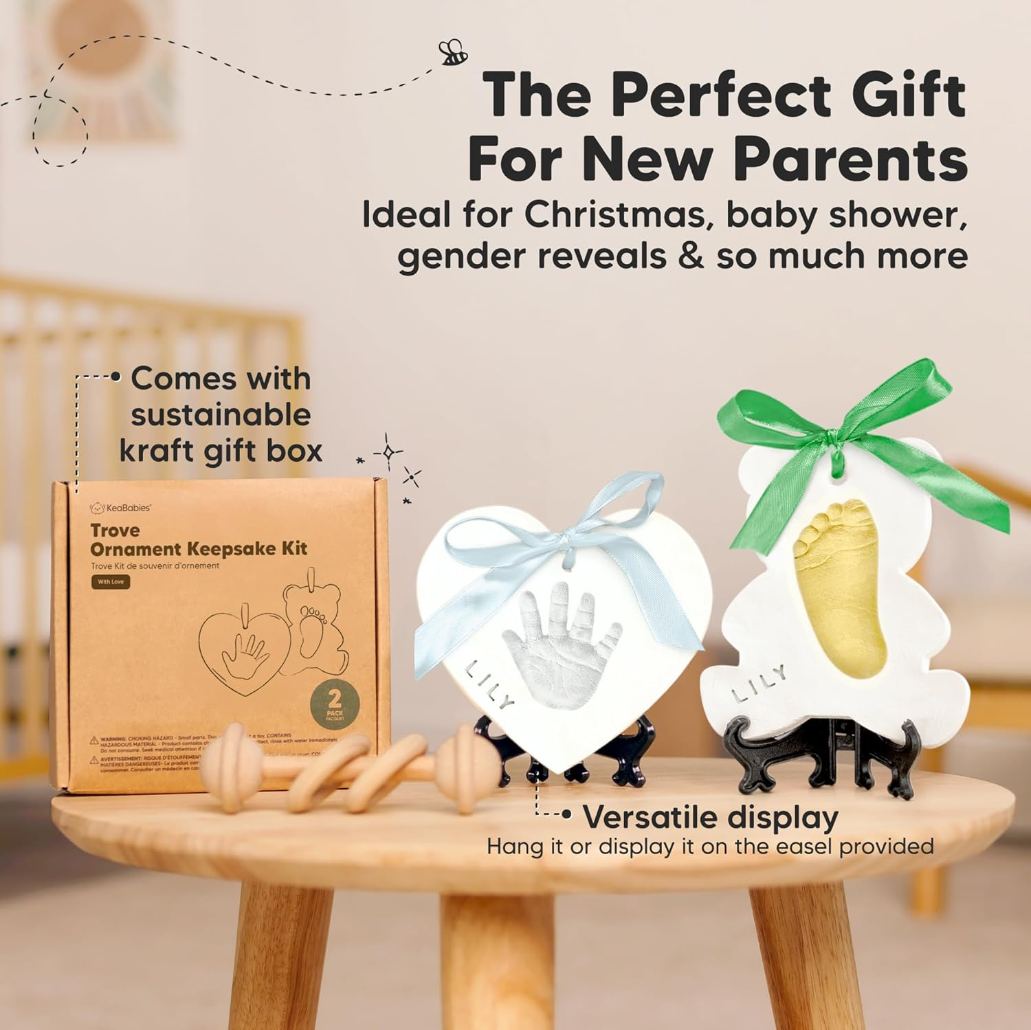 Baby Hand and Footprint Kit - Dog Paw Print Kit, Personalized Baby Footprint Kit, Baby Handprint Ornament Kit, Clay Handprint Ornament Kit for Babies, Baby Shower Gifts for Boys, Girls (With Love)