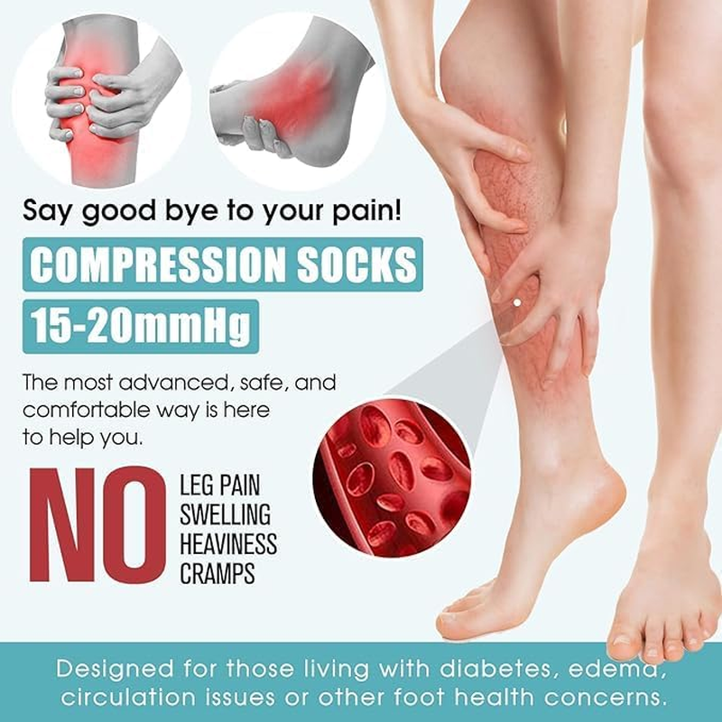 8 Pairs Compression Socks for Women & Men 15-20 Mmhg Compression Stockings for Blood Circulation,Support Socks for Running,Nurses,Athletic,Hiking,Flight,Travel,Pregnancy