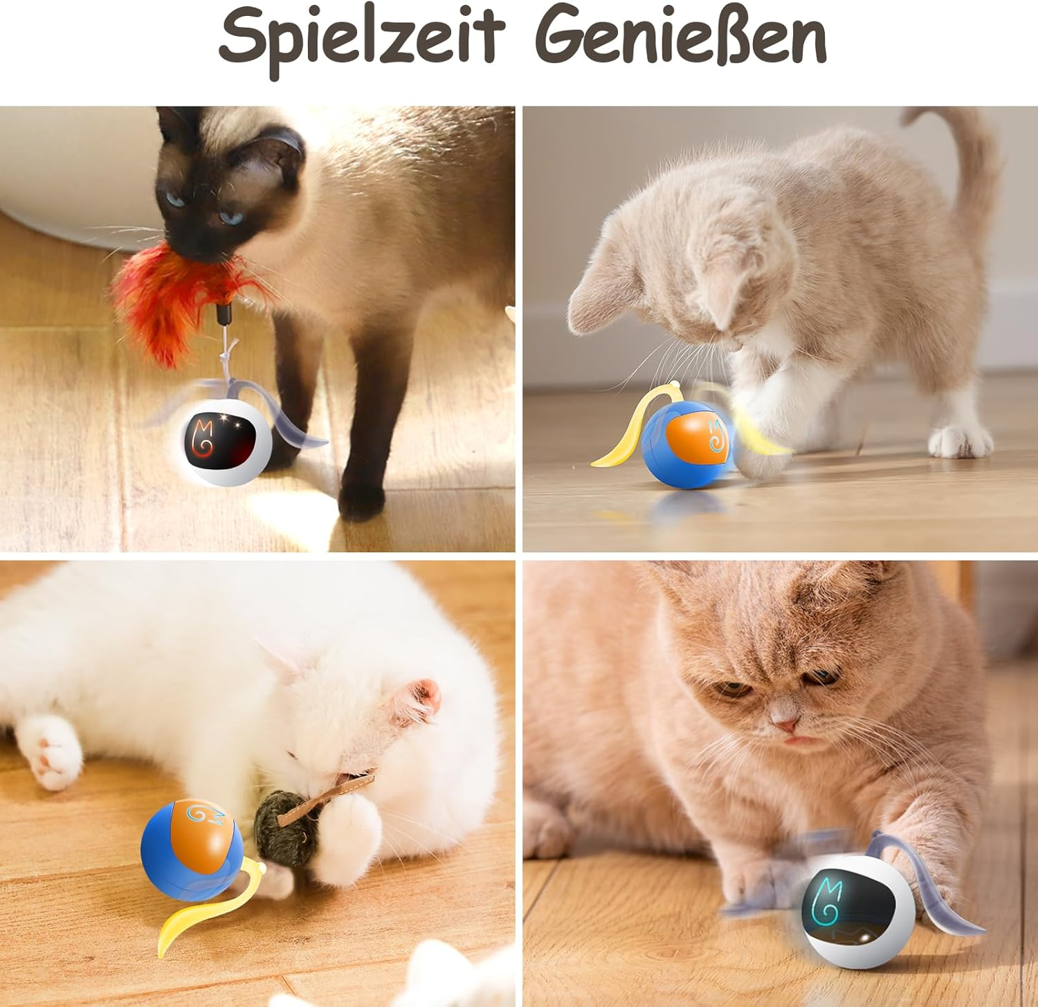 Migipaws Interactive Cat Toy Set, Fun Tracker, Electric Moving Ball Hides in Bag, Enjoy Hunting Fun (Blue) image number 3