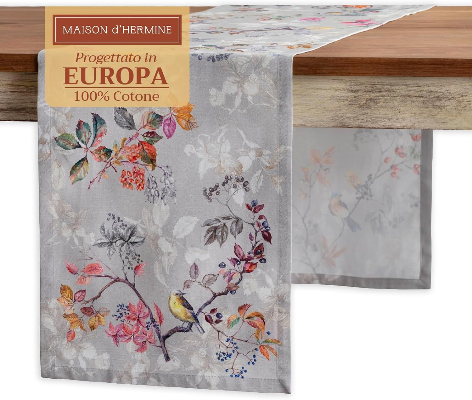 Maison D'Hermine Equinoxe 100% Cotton Table Runner for Party | Dinner | Holidays | Kitchen | Thanksgiving / Christmas (Grey, 50 Cm X 150 Cm) image number 5