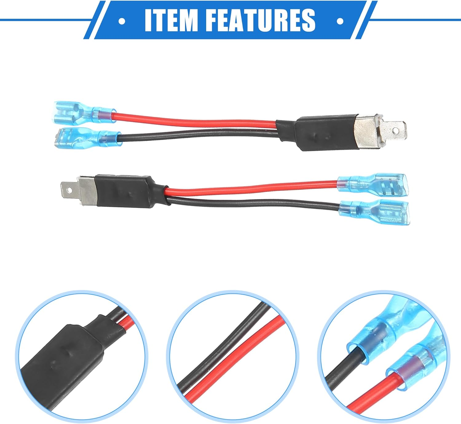 X AUTOHAUX 4 Pcs H1 Male LED Headlight Adapter Wiring Harness Socket Extension Converter Cable, Universal for Car Truck Durable Metal Silver Tone image number 6