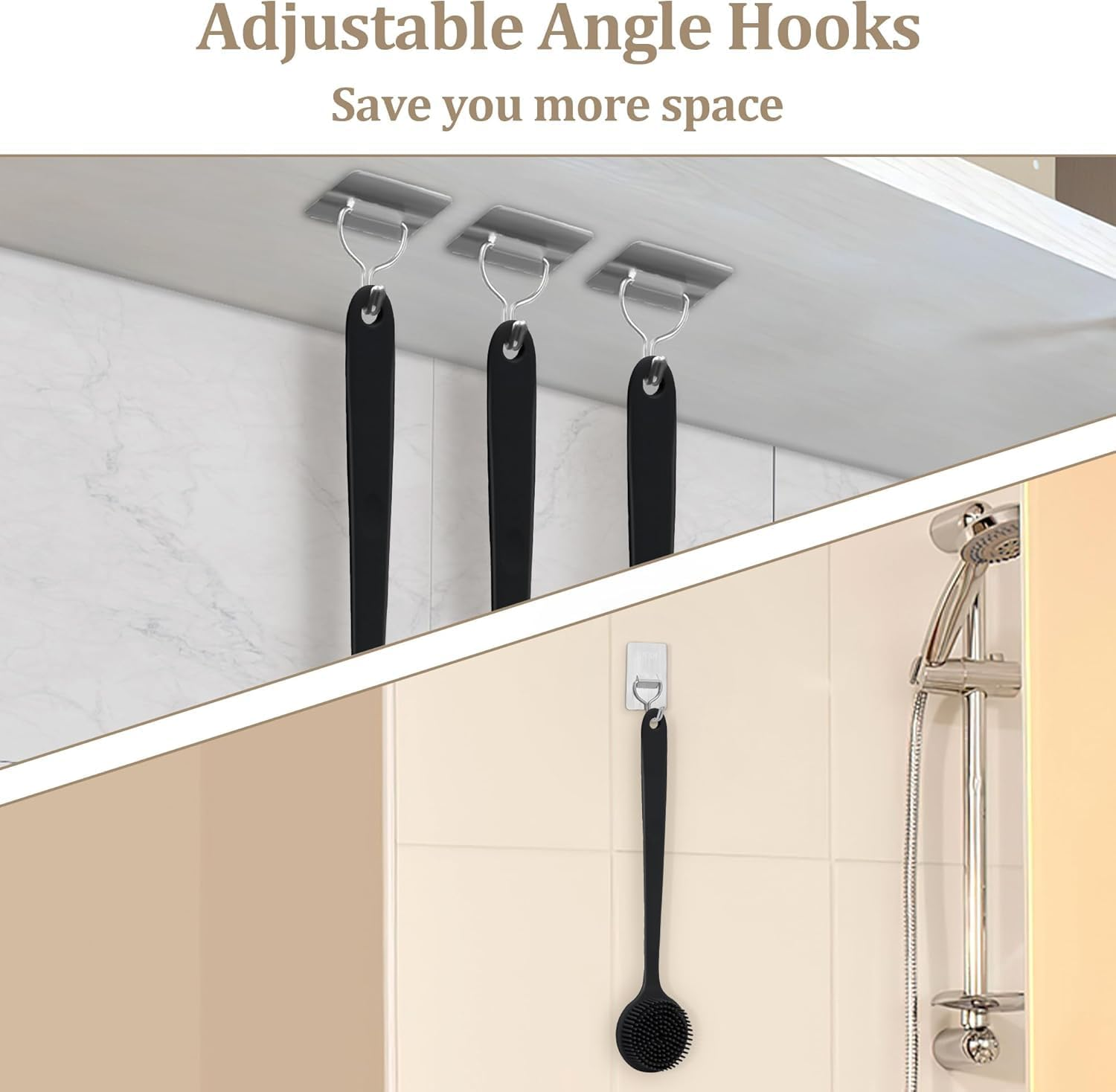 Silicone Back Scrubber for Shower-Long Handle, Double-Sided Body Shower Cleaning Tool for Men Women That Produces Rich Foam, Exfoliates Rough Skin on the Back, and Offers a Massaging Effect(Green) image number 2