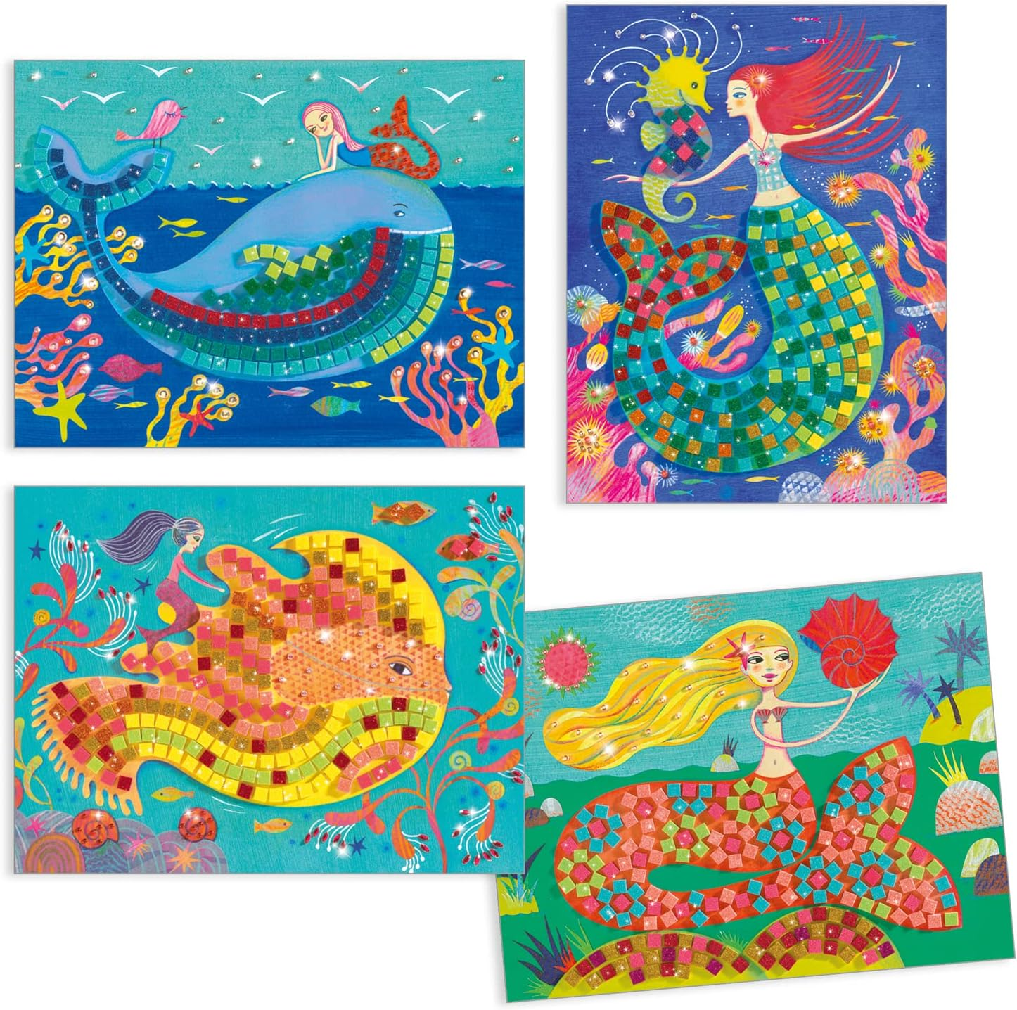Djeco DJ09423 the Mermaid'S Song Mosaic Stickers Craft Kit - Multicoloured image number 4