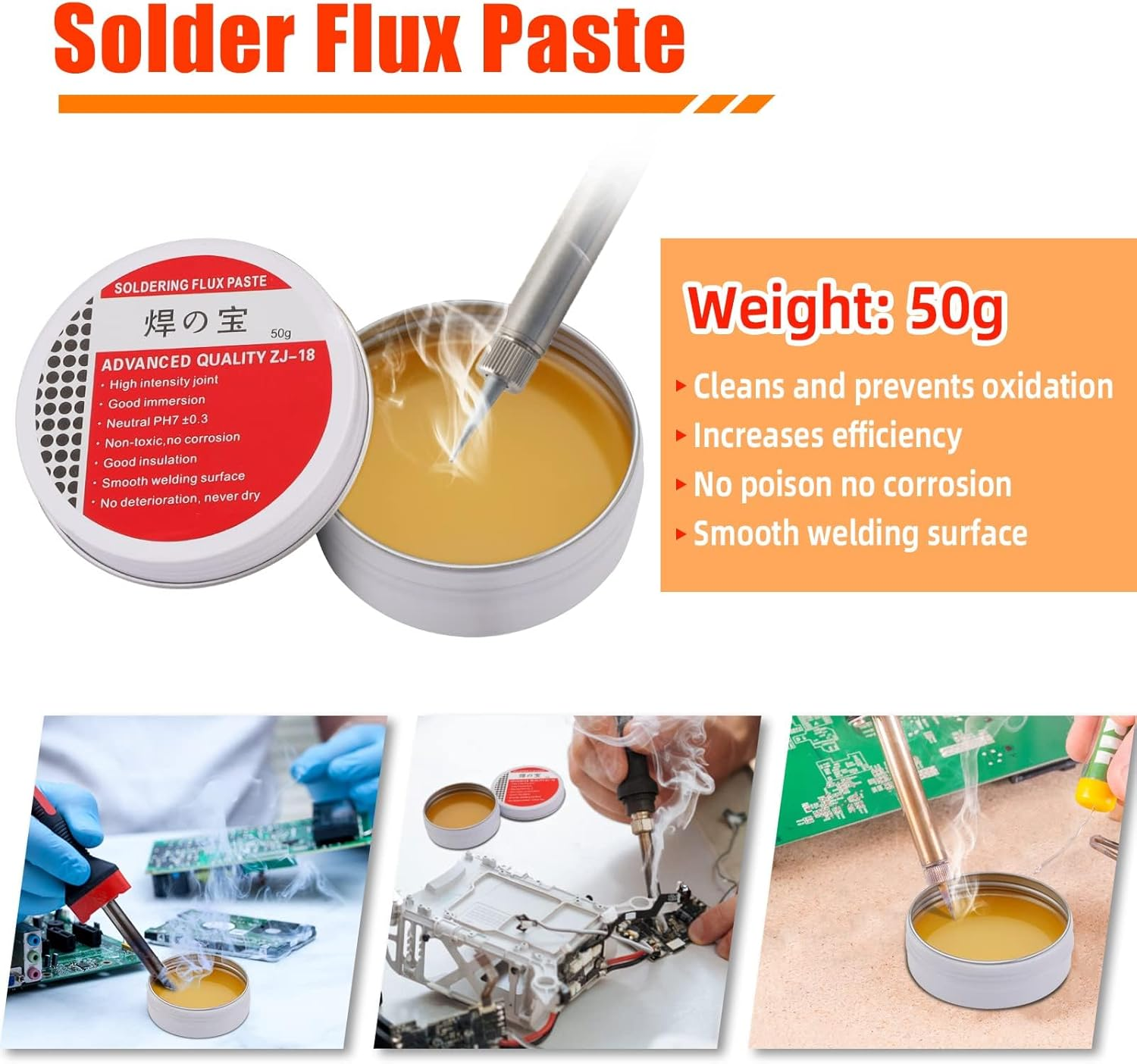 2Jar Solder Flux,No-Clean Solder Paste, Flux for Soldering, Rosin Soldering Flux Paste for Lead-Free Electronics Soldering and Soldering Diy(100G) image number 1