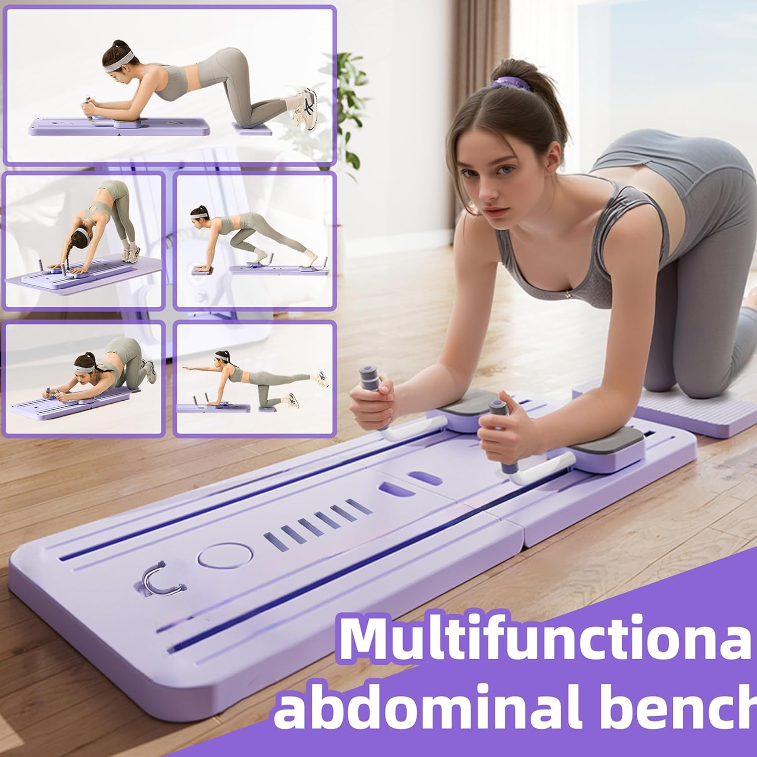 Pilates Board Reformer Set - Foldable Reformer Machine, 4 in 1 Multifunctional Core Exercise Equipment with Built-In Timing Device, Portable Full-Body Toning Workout for Home and Studio Use (Black)