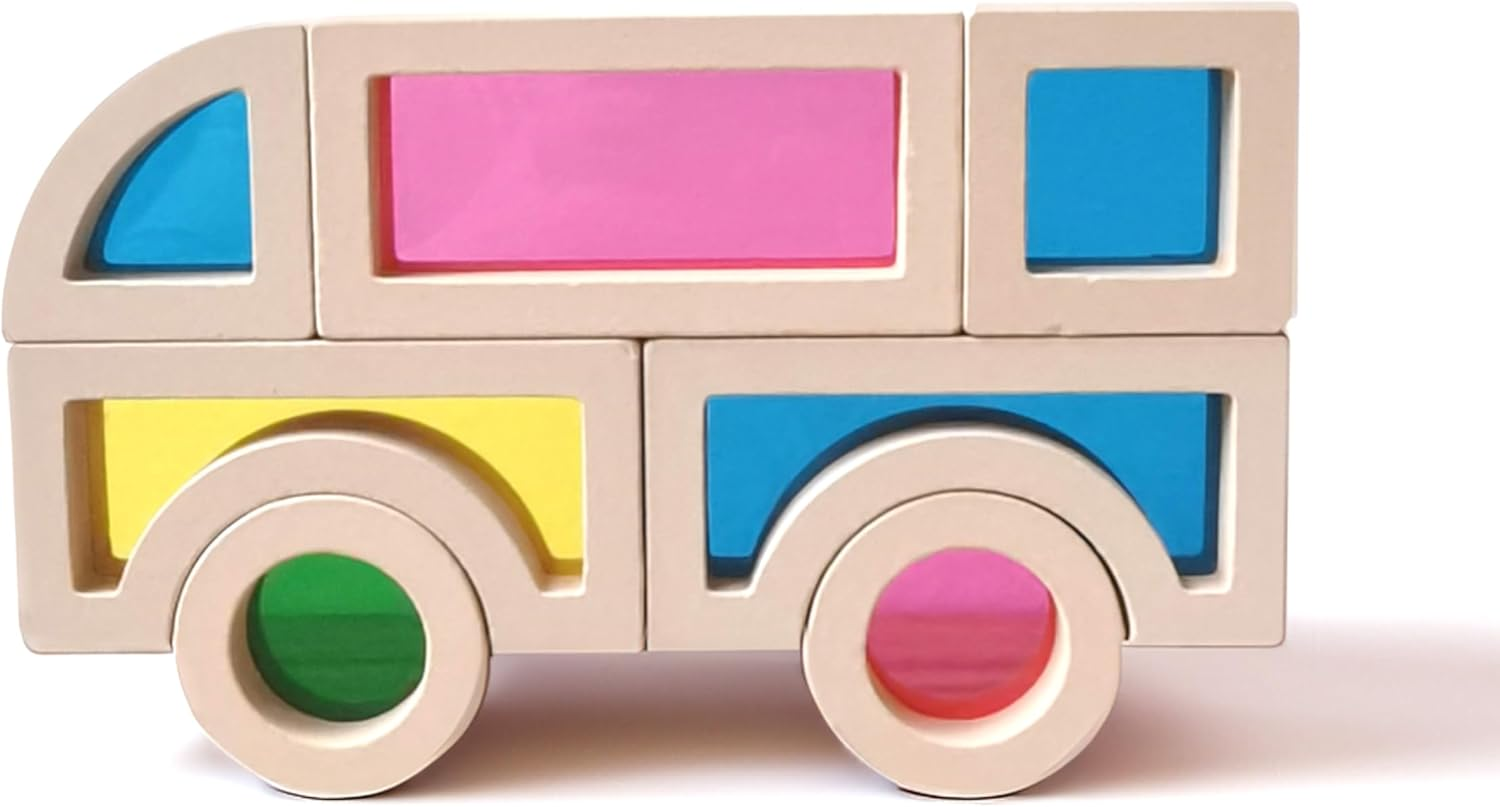 Rainbow Acrylic Blocks Toys for Toddler,Kids Toys,Rainbow Wooden Building Blocks for Toddler, 25 Pcs Rainbow Stacking Blocks Set,Montessori Educational Building Toys for Baby Boys Girls Gifts image number 5