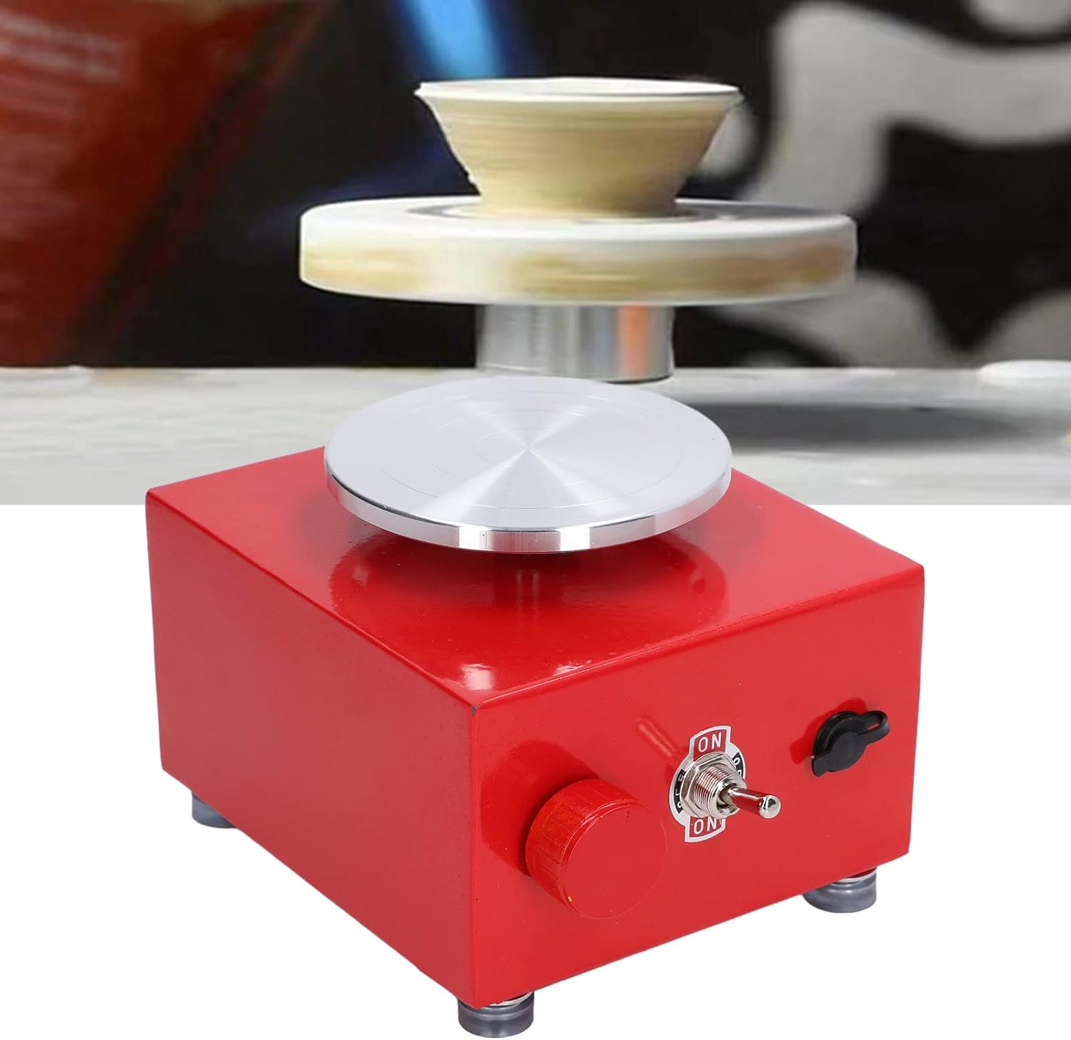 Kids Mini Electric Pottery Wheel Machine, 10Cm Adjustable Speed Stable Rotation Low Noise Safe Compact Space Saving Easy Operate Mini Pottery Wheel with Clay Tools for Home Use image number 2