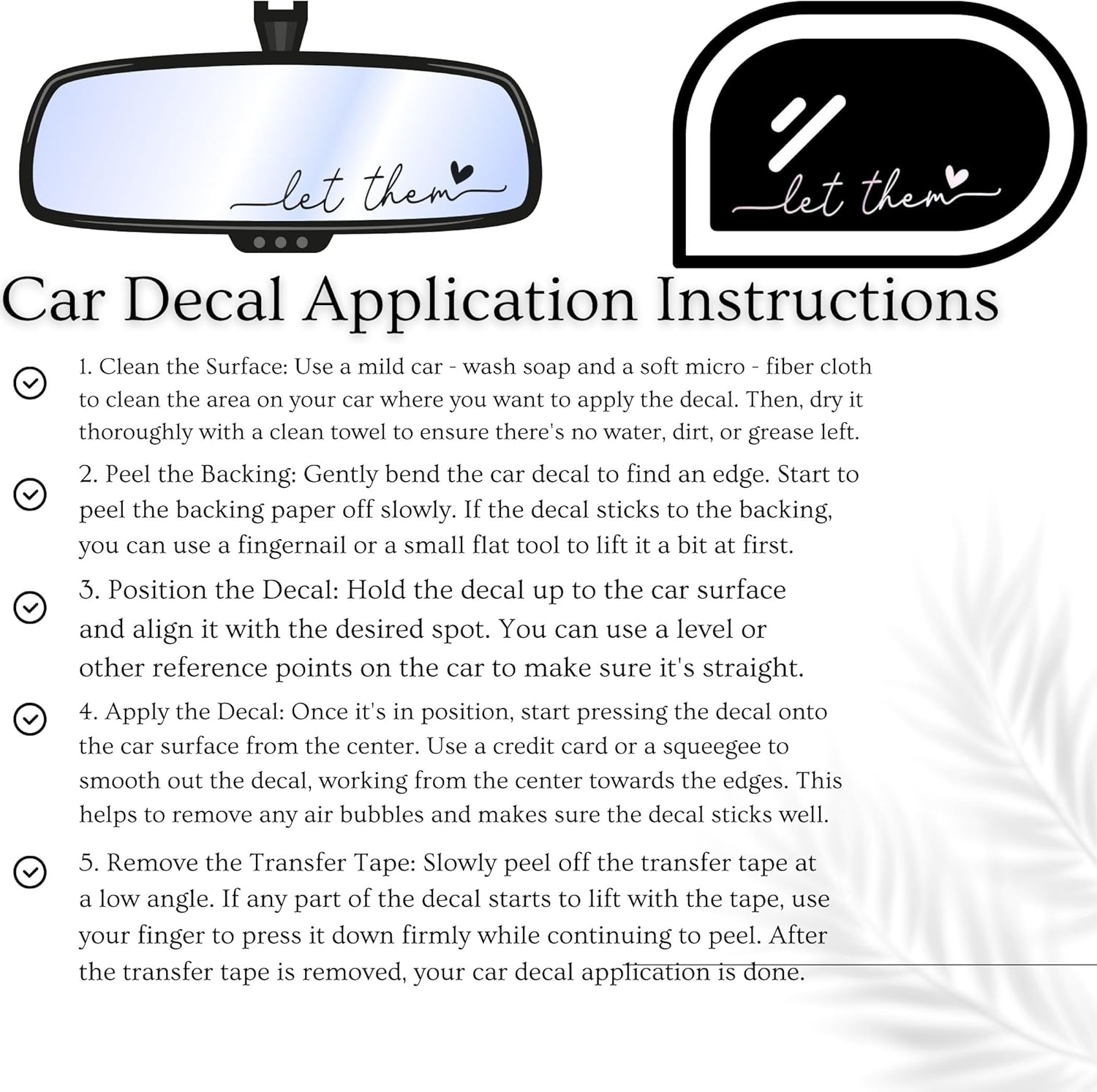 4X Let Them Rearview Mirror Sticker, Inspirational Mirror Decals, Christian Car Decals for Women, Cute Car Accessories, Rear View Mirror Stickers for Window Mirror image number 3