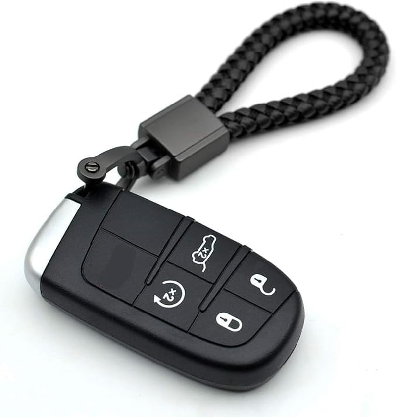 Metal Keychain Hand Woven Leather Rope Pendant Car Keychain