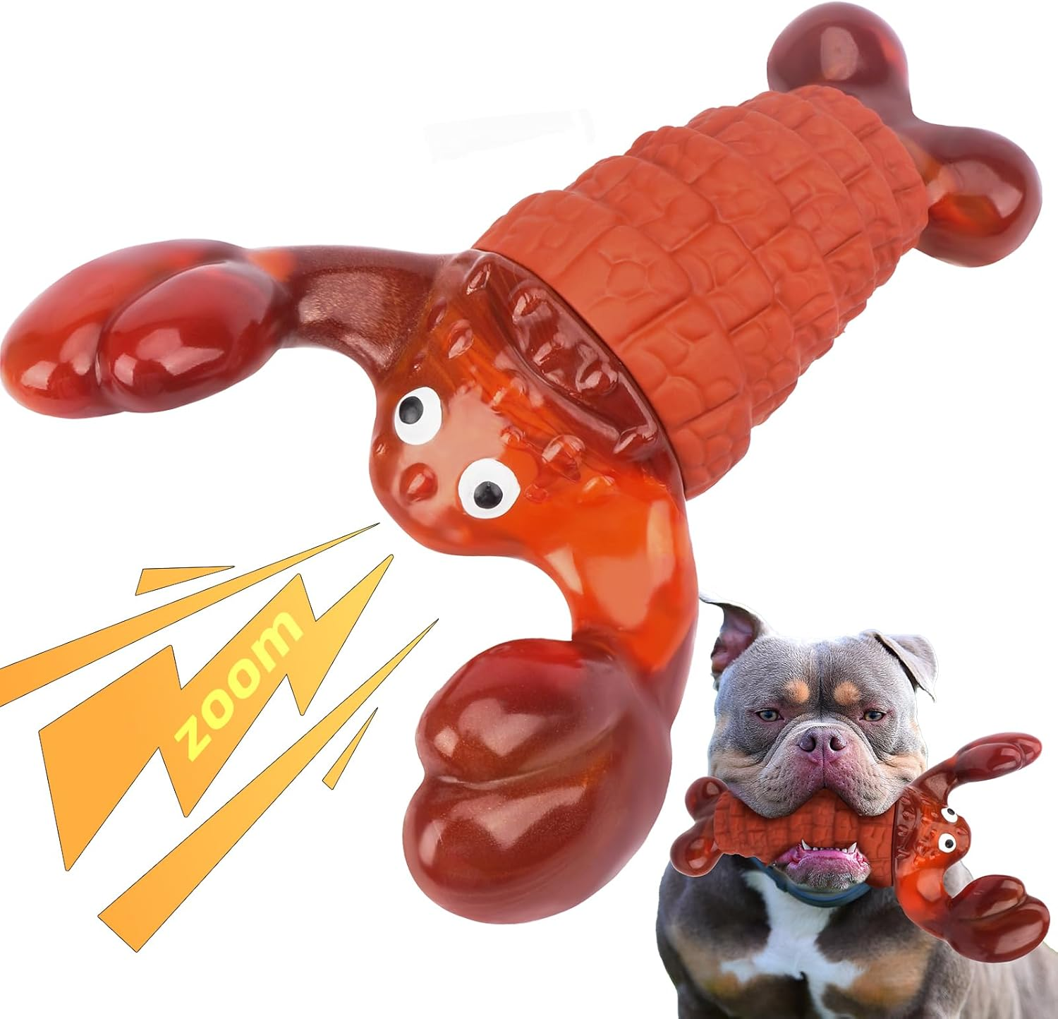 Dog Toys for Aggressive Chewers, Interactive Dog Chew Toys for Large Dogs, Indestructible Squeaky Dog Toys to Keep Them Busy, Tough Dog Toys for Medium/Large Breed Dogs (Red, Squeaky Lobster)