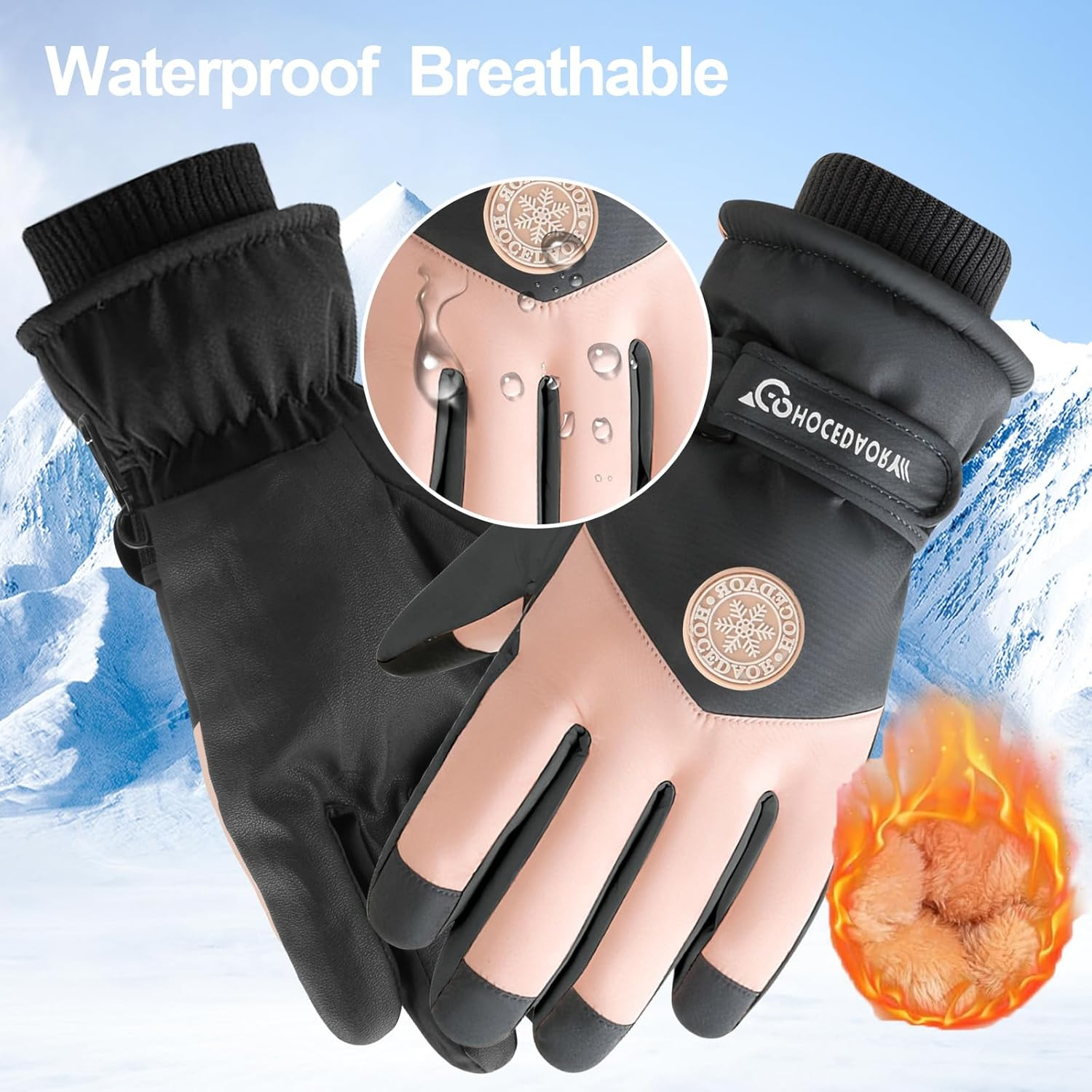 COZY CORE Ski & Snow Gloves, Waterproof Touchscreen Cold-Weather Gloves with Thermal Insulation for Skiing, Snowboarding, Cycling, Hiking - Unisex Windproof Hand Warming - Grey image number 4