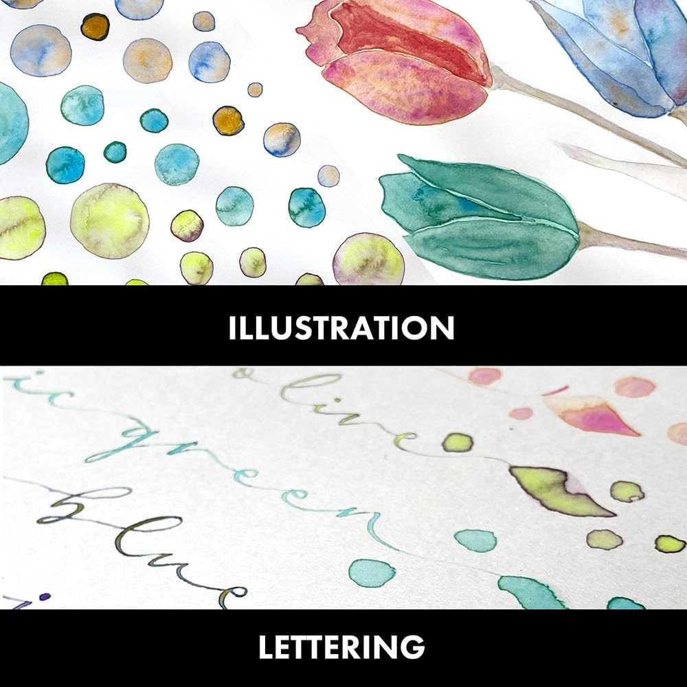 Kuretake Gansai Tambi GRANULATING Colours Ⅱ, 5 Colour Set, Watercolour Paint Set, Ideal for Calligraphy, Illustrations, Brush Lettering, Fineart and More, Made in Japan, MC20GN2/5V image number 5