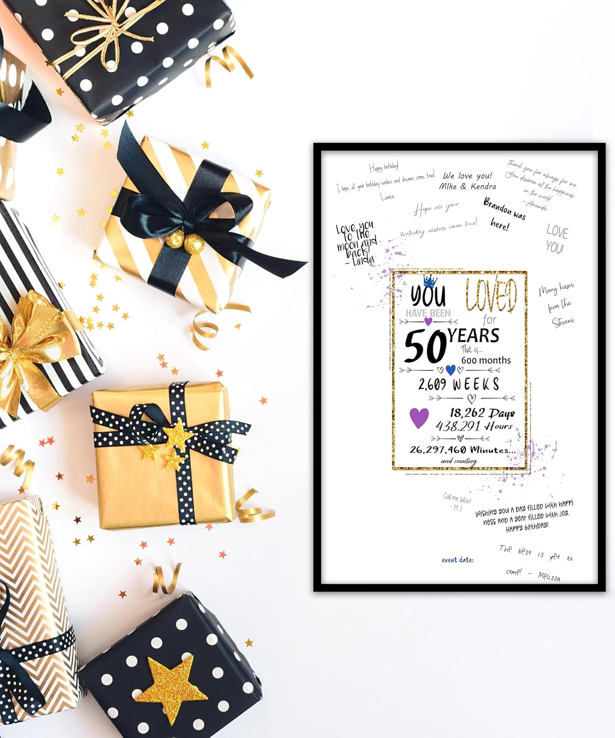 50Th Birthday Party Guest Book Poster - Table Centerpiece Decoration Banner for Women or Men Turning 50 Year Old - Sweet Guest Book Alternative - Size A3 Art Anniversary Keepsake Sign for Wishes image number 6