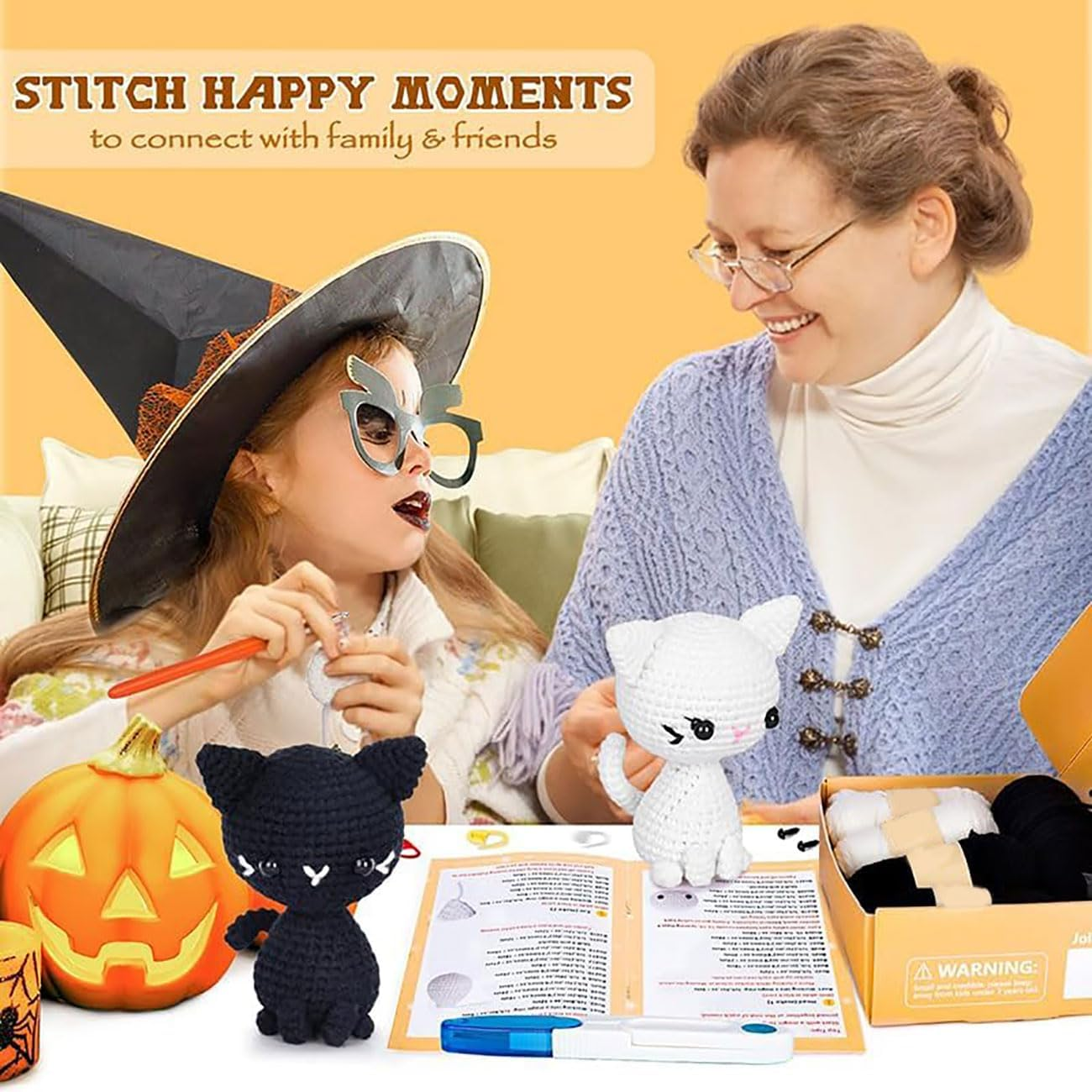 Crochet Kit for Beginners, Beginner Crochet Starter Kit with Step-By-Step Video Tutorials, Beginner Crochet Kit for Adults Kids, Knitting Kit for Beginners (Cat)