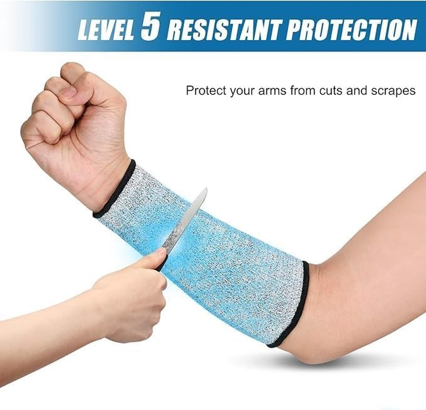 2 Pairs Cut Resistant Sleeve Arm Protection Sleeves Level 5 Protection Safety Protective Sleeves for Men Women image number 1