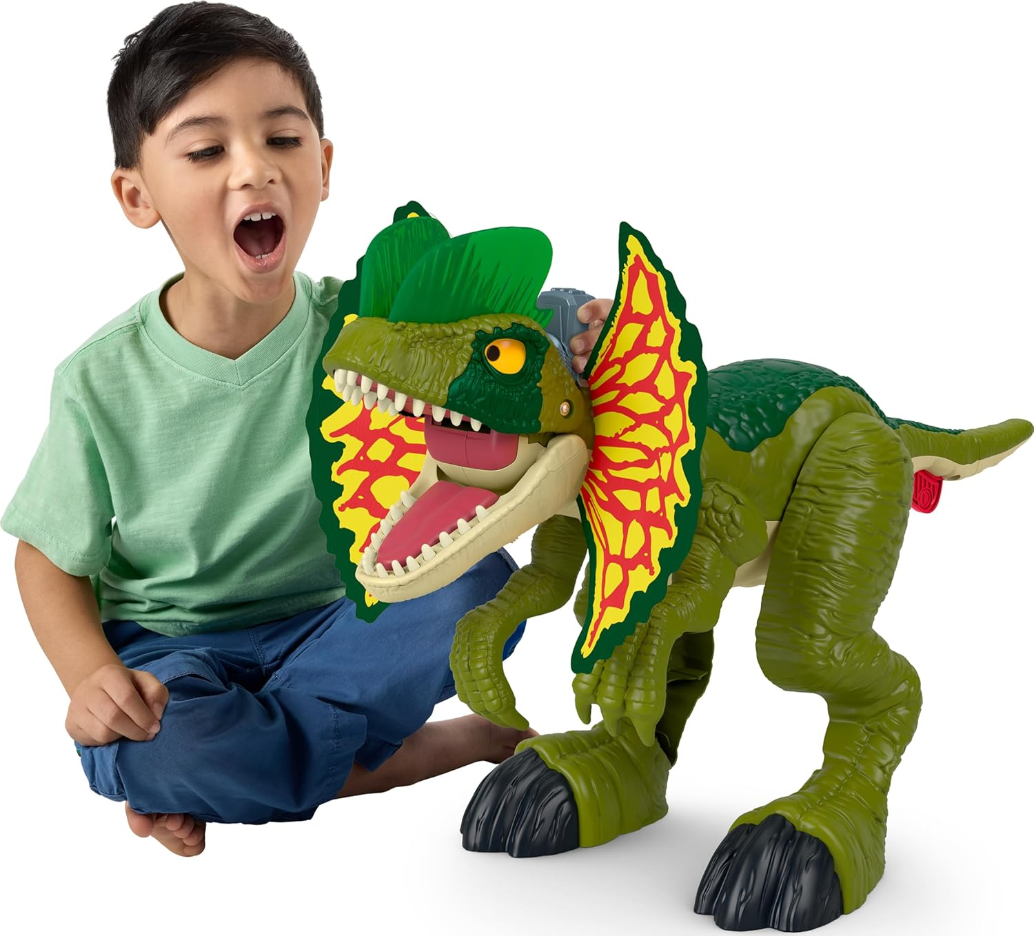 Fisher-Price Imaginext Jurassic World Dinosaur Toy Thrash Attack Dilophosaurus 16+ Inch Figure with Lights & Sounds for Kids Ages 3+ Years image number 3