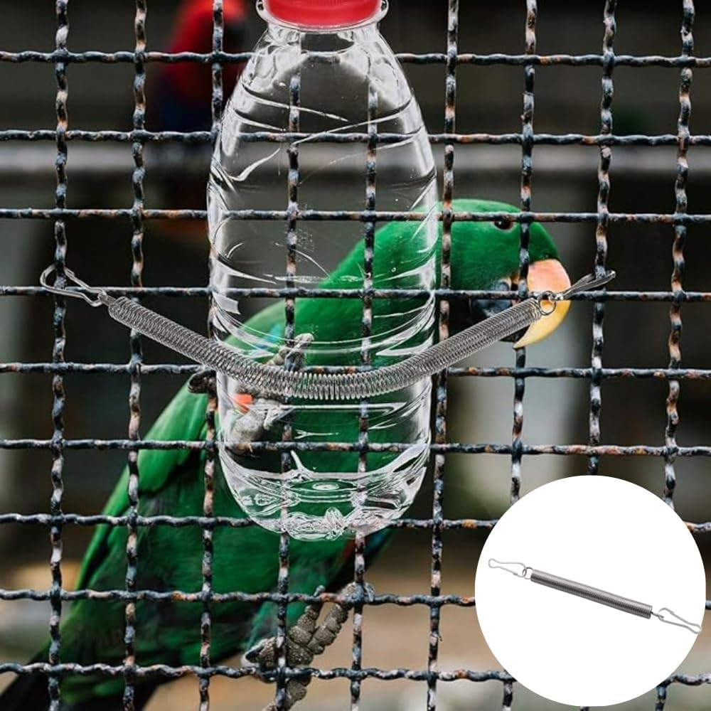 FACAING 8PCS Small Animal Water Bottle Spring Clips （Each with 2 Extra Stainless Steel Tension Clips）, for Chinchilla, Hamster, Parrot, Rabbit Drinking Bottle Fixing image number 5