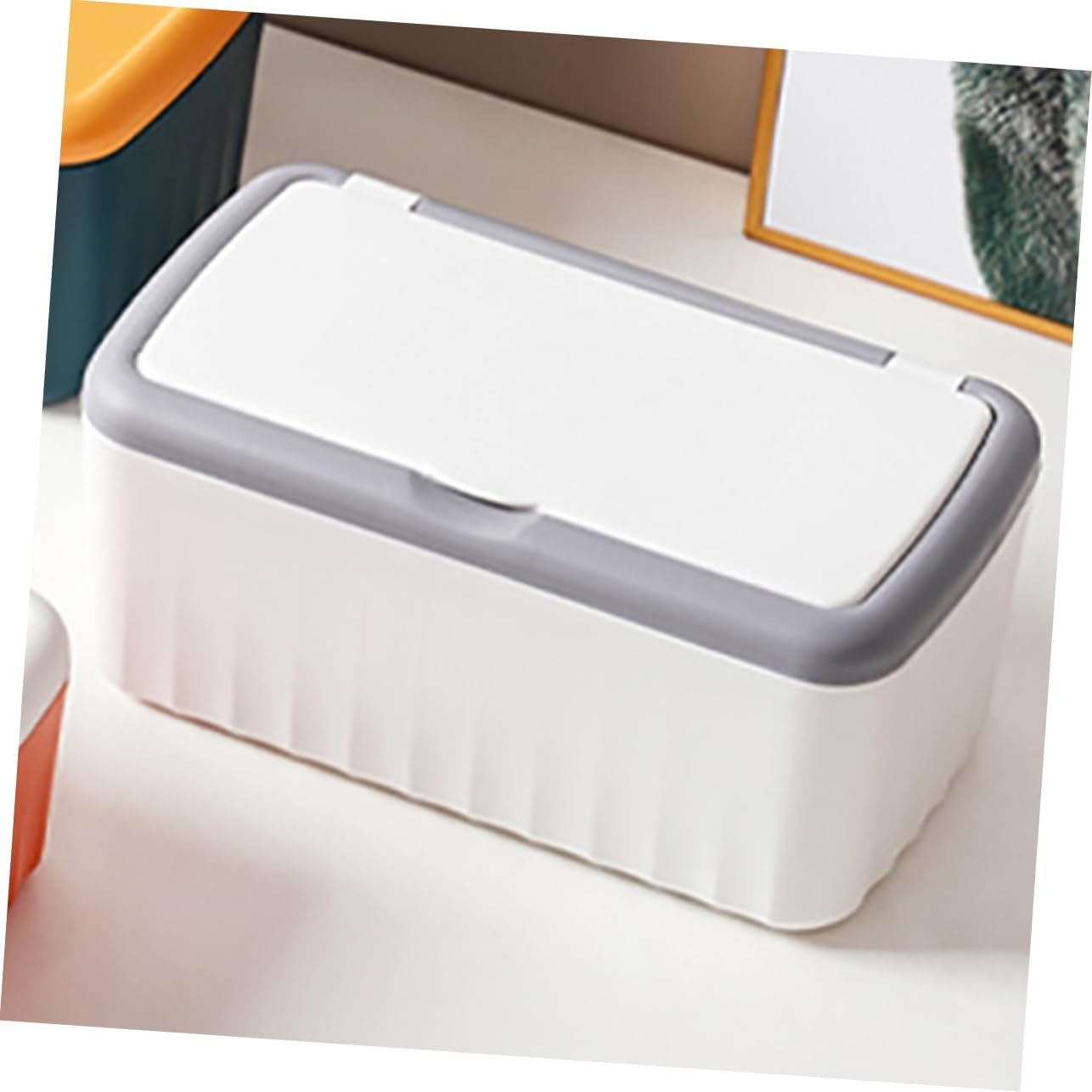Amosfun Multifunctional Tissue Dispenser and Baby Wipe Box Large Capacity Plastic Rectangular Wipes Container Lid Sealed Dustproof for Bathroom and Desktop Storage image number 3