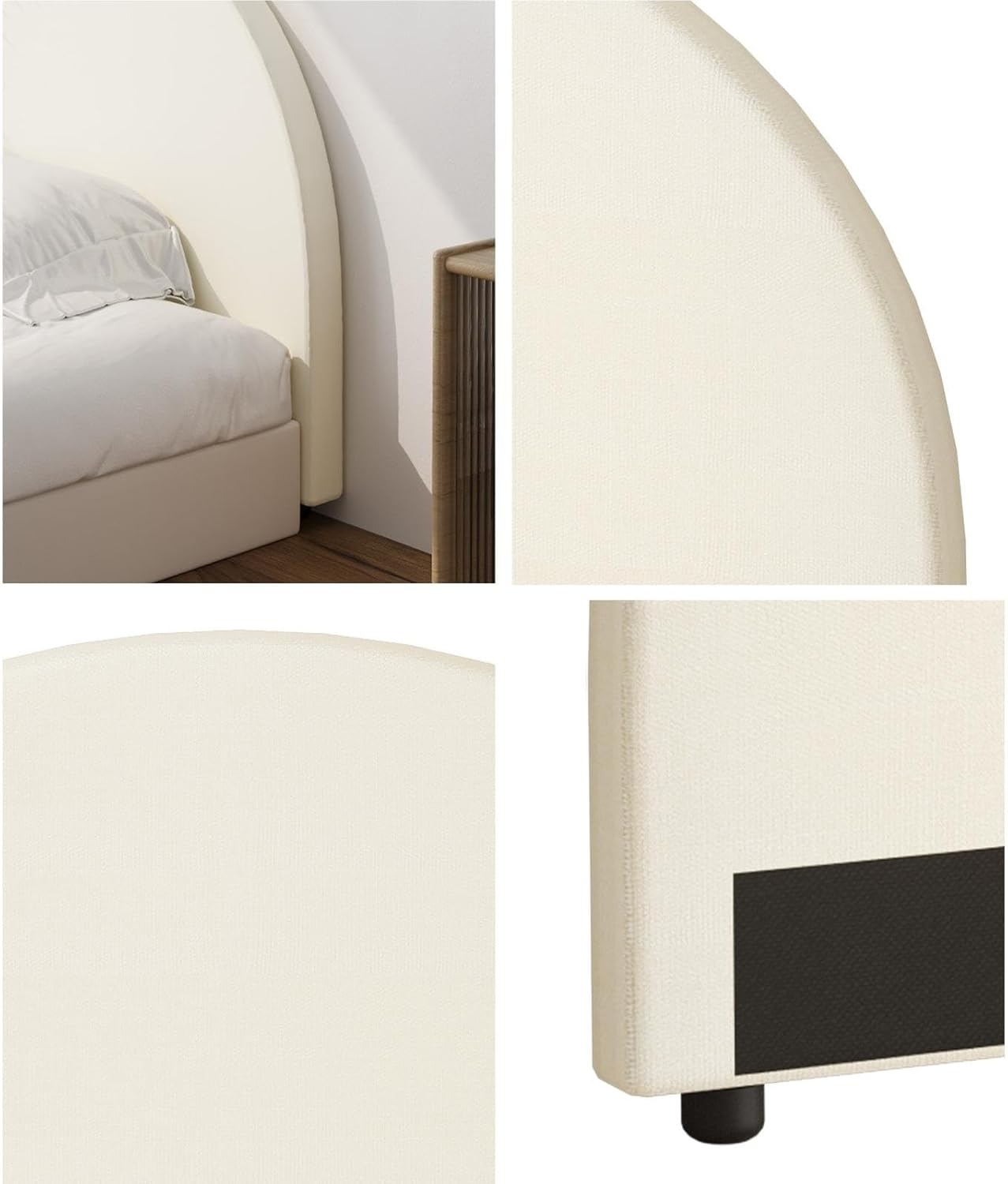 OIKITURE Headboard with Faux Line Fabric King Single Bed Head Bedhead image number 3