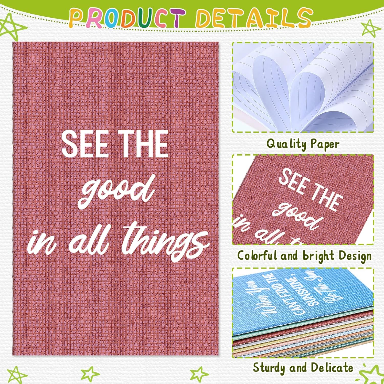 Zonon 24 Pcs Pocket Mini Notebooks Bulk Gift Christmas Mini Notebook Bulk Small Colorful Journal Christmas Onboarding Gift Motivational Notepad Journal for Teacher Office Prize(Retro Style) image number 5