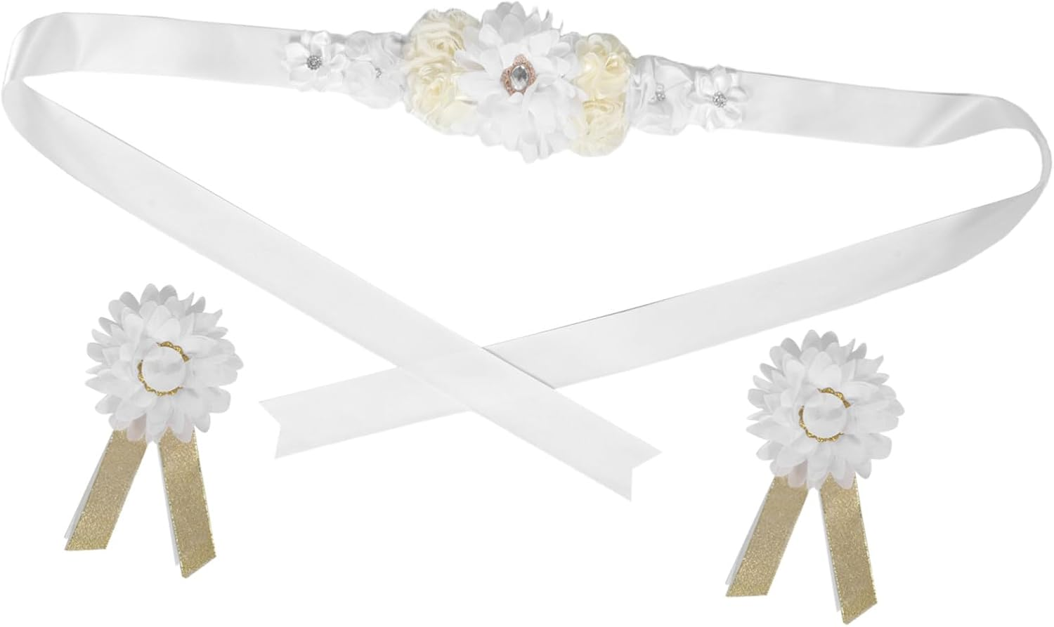 ERINGOGO Maternity Belt Floral Pregnancy Support Adjustable Sash for Shower Bridal Party Photoshoot Maternity Belly Bands image number 5