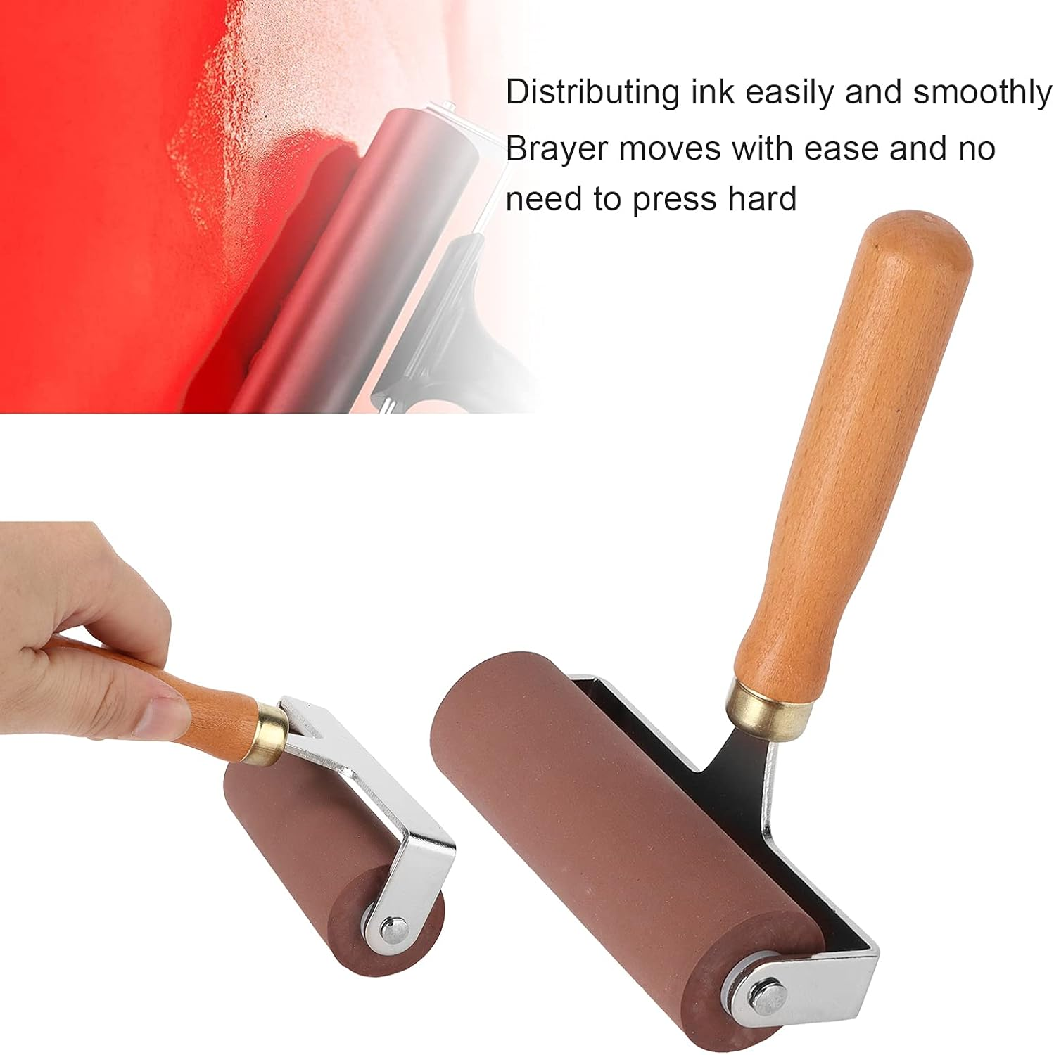 Deluxe Soft Rubber Brayer, Elasticity Practical Rubber Roller Sturdy and for Gluing Application(10Cm, Blue)