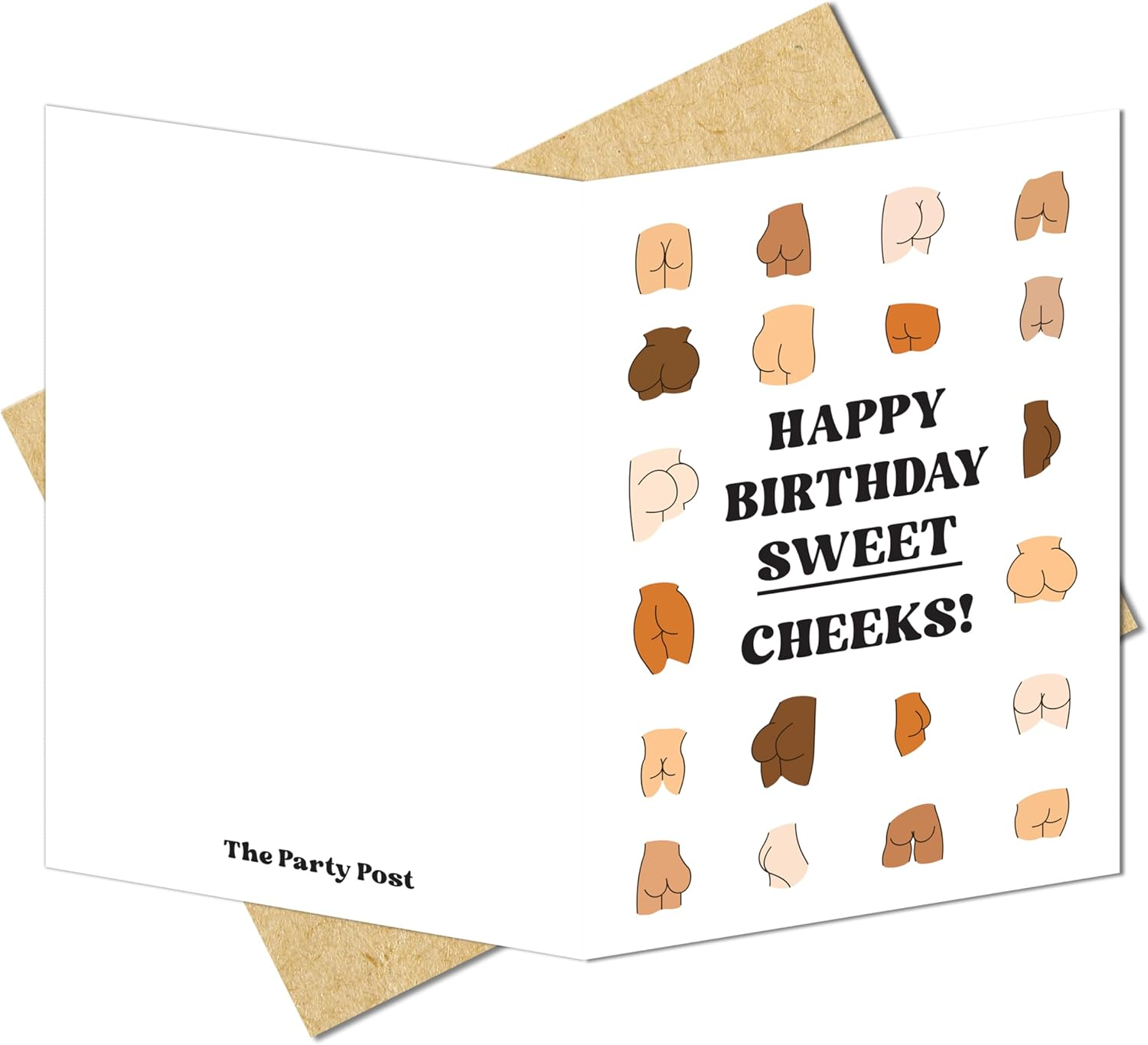 Adult Greeting Funny Birthday Cards for Women or Men. Sweet Cheeks Giant Card & Mailing Envelope. Dirty Anniversary 13X9 In. Ass Illustrations for Her Him. Bday Decor Ideas for Best Friend Coworker. image number 1