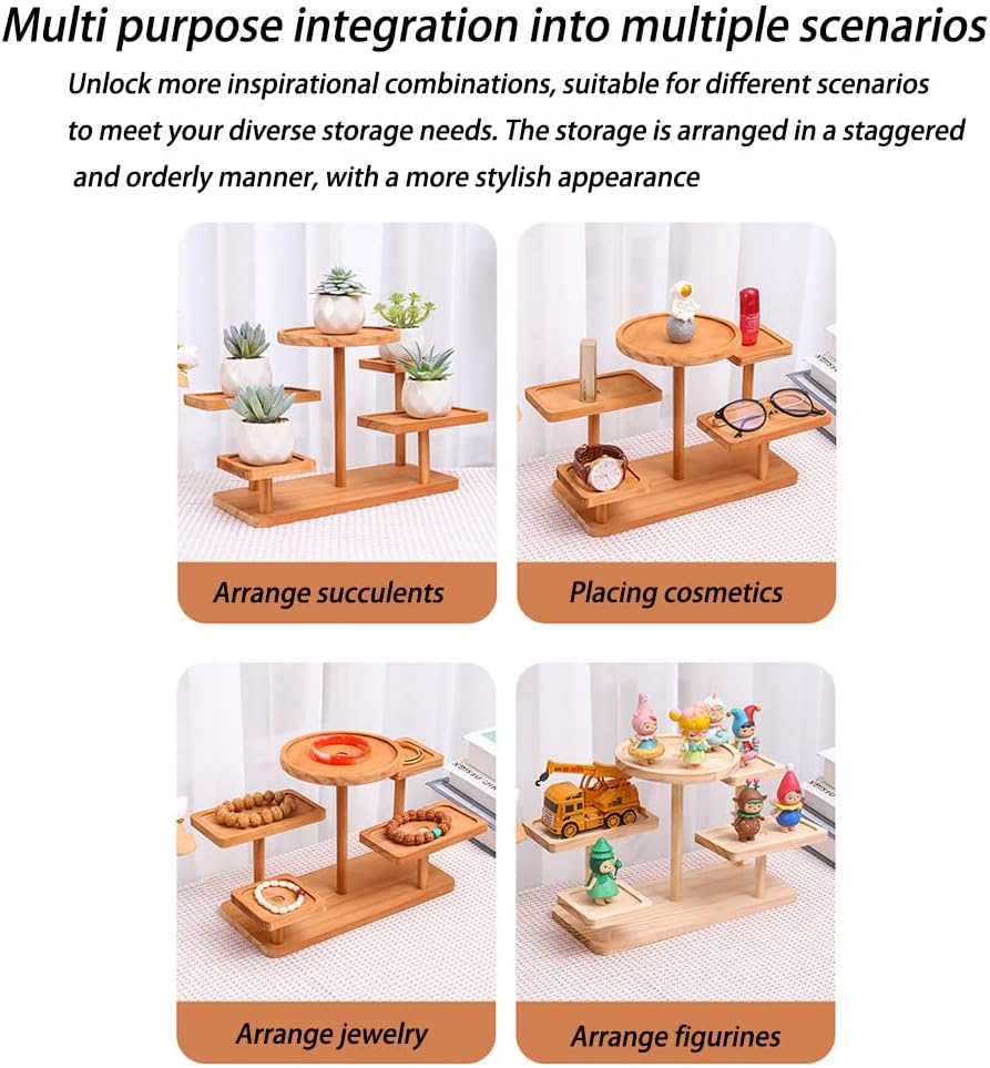 Display Rack Ladder Solid,Table Top Plant Stand Indoor Small 5 Tier Wood Tabletop,Multipurpose Counter Top Display Shelf for Livingroom,For Desk, Desktop, Outdoor Patio Garden Decoration image number 5