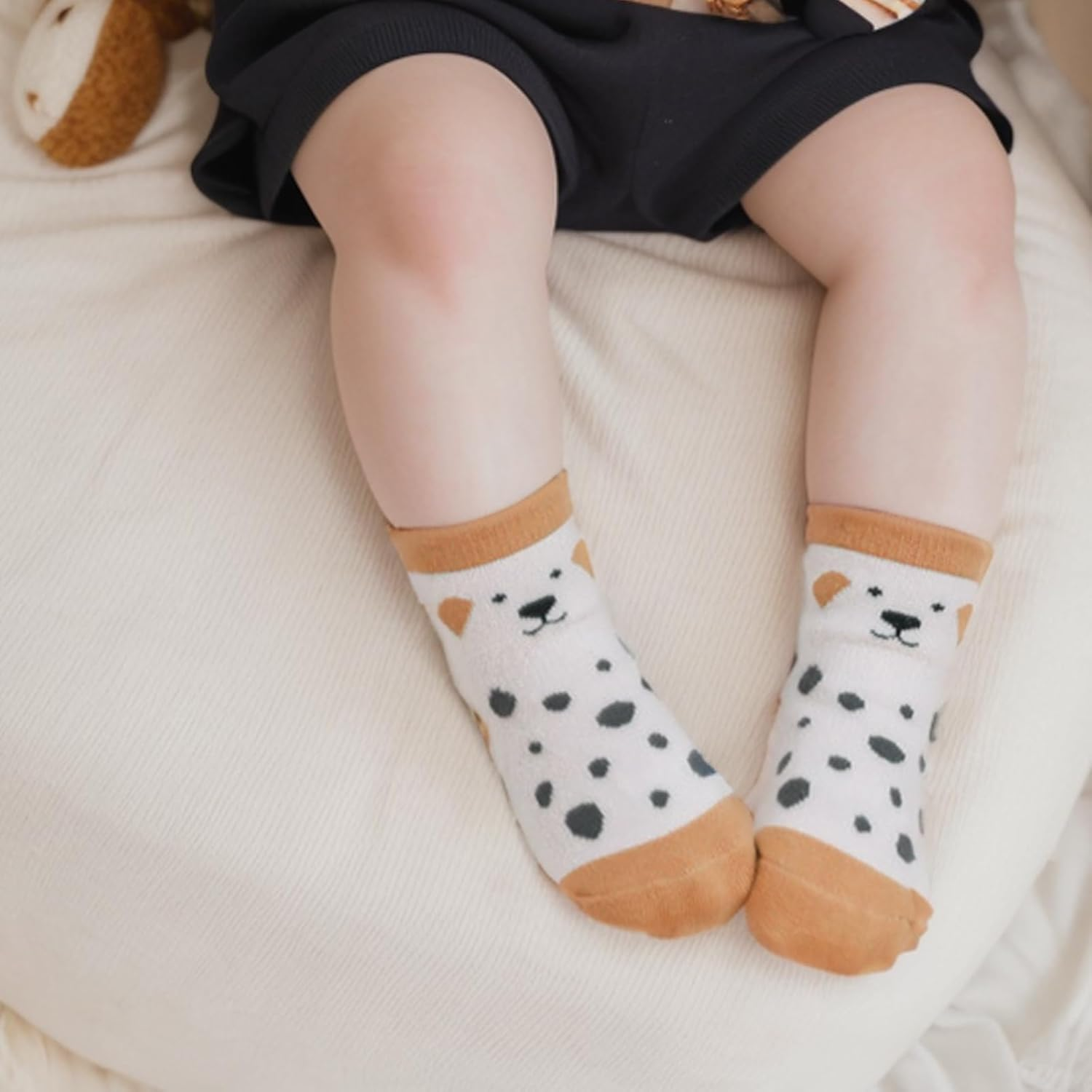(5 Pairs- Size S/M/L) Unisex Baby Non Slip Grip Toddler Socks,H HOME-MART Breathable Infant Ankle Socks with Grips for Baby Boys Girls for 0-1/1-3/3-5Years