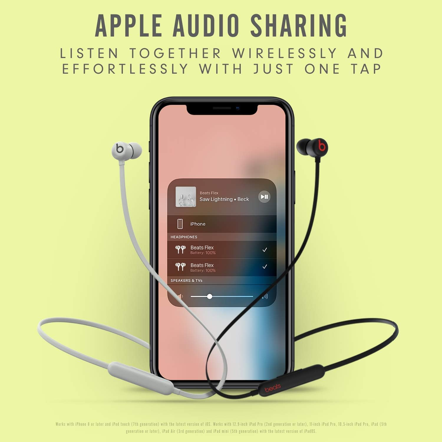 Beats Flex Wireless Earphones &ndash; Apple W1 Headphone Chip, Magnetic Earbuds, Class 1 Bluetooth, 12 Hours of Listening Time - Blue (Latest Model) image number 3