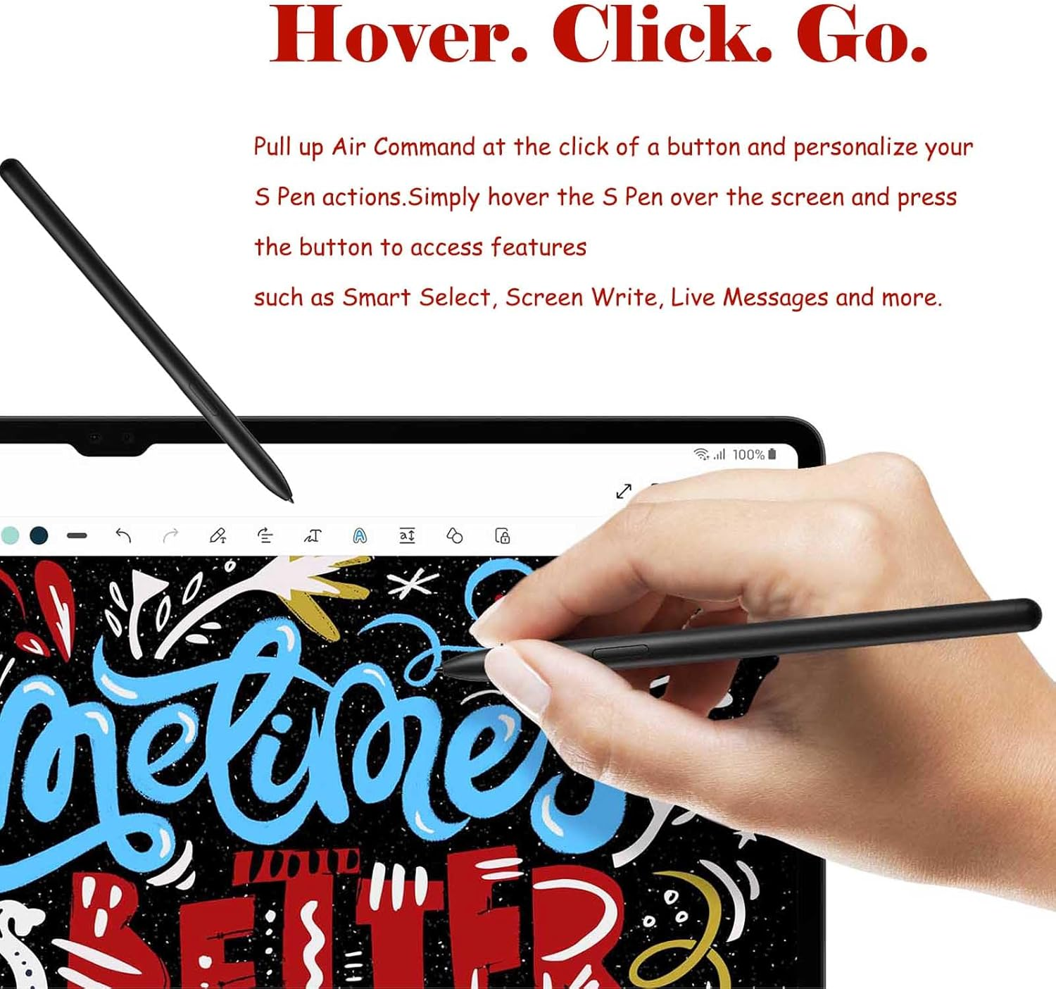 Galaxy Tab S9 Stylus Pen Replacement for Samsung Galaxy Tab S9/S9 Plus/S9 Ultra S Pen All Versions, Galaxy Tab S9/S9+/S9 Ultra Stylus Touch S Pen with Magnetic Attachment + 5 Tips (Black) - Black image number 3