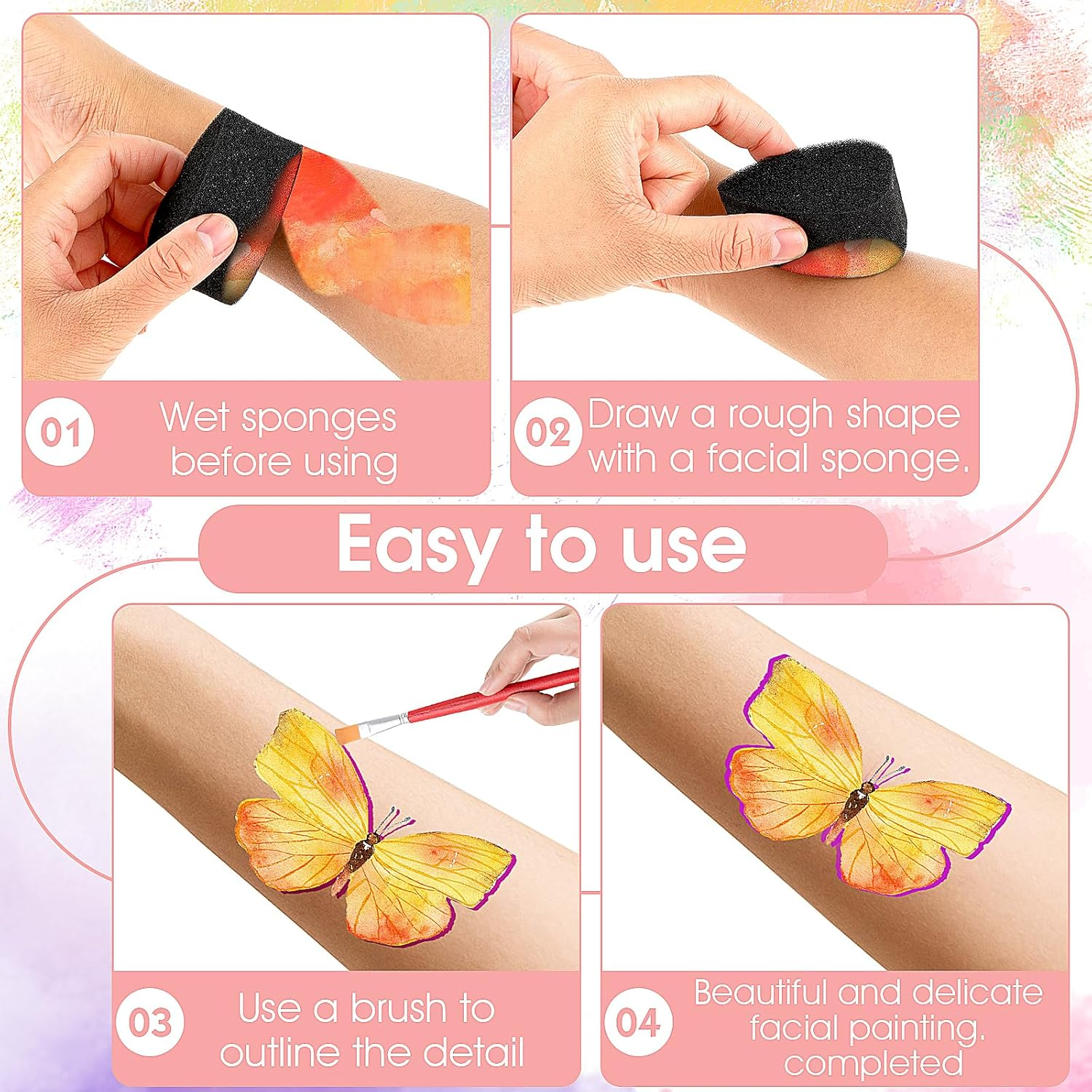 20 Pcs Face Paint Sponge High Density Face Painting Supplies Petal Face Painting Sponge Droplets Makeup Paint Sponge for Adults Art Work and Body Painting Tear Drop Halloween Christmas image number 5