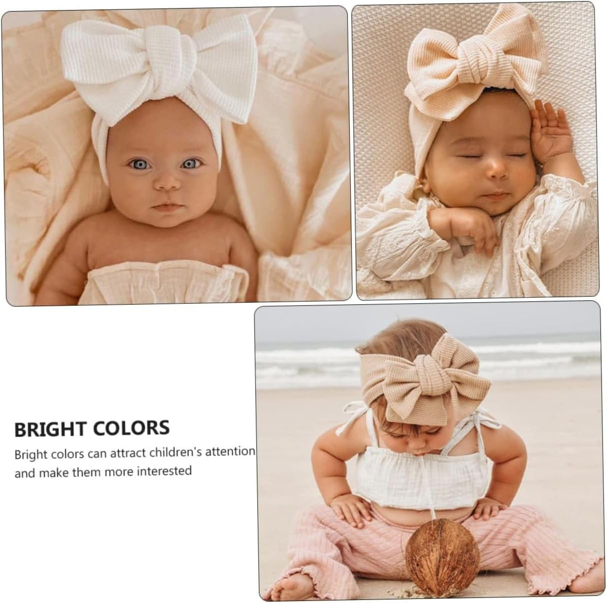 2Pcs Headbands with Large Hair Bow for Newborns, Soft Knitted Oversized Bow Headbands for Baby Girls, Perfect Hair Accessories for Birthday Party, Halloween & Christmas Photo Shoots image number 4