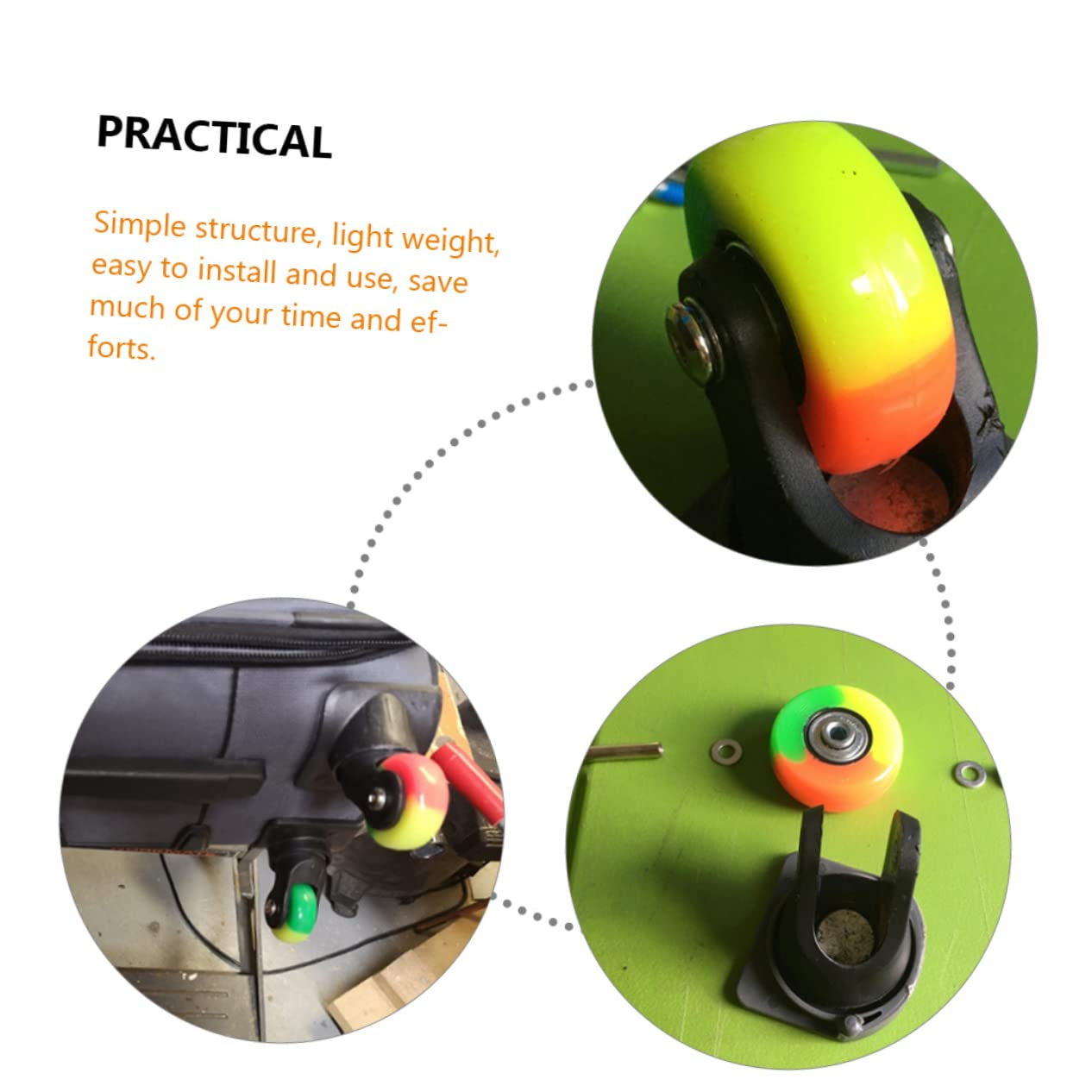 CHILDWEET 2Sets Mute Wheels for Suitcases Luggage Wheel Replacement Rubber Swivel Caster image number 6