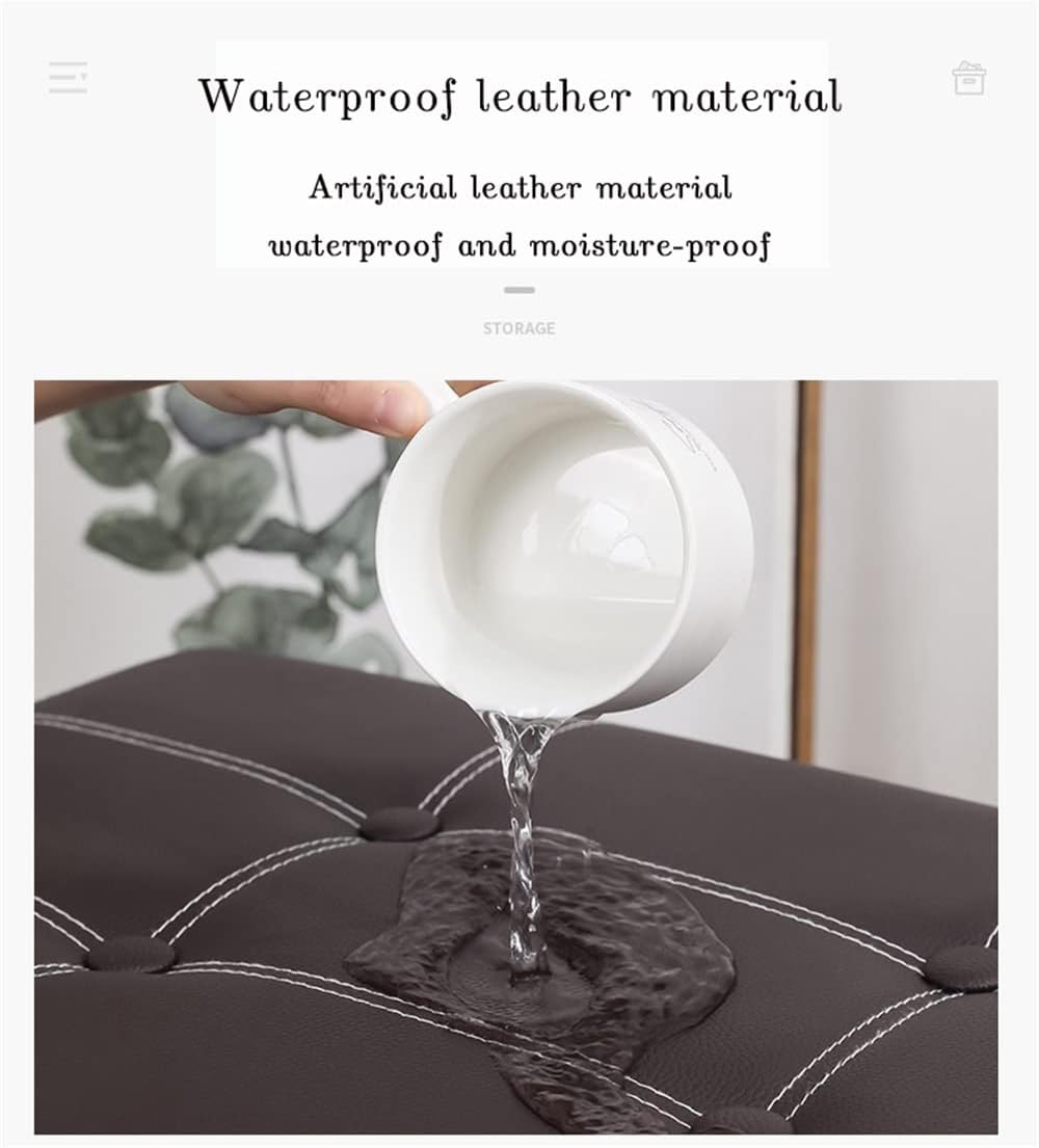 Folding Storage Bench Ottoman Storage Cube Boxes Footstool Stool Seat for Bedroom Hallway Small Faux Leather Footrest for Living Room, Bed Bench with Padded Seat Lid Square, Support 250Lbs,15In, Black - Rectangle Black image number 3