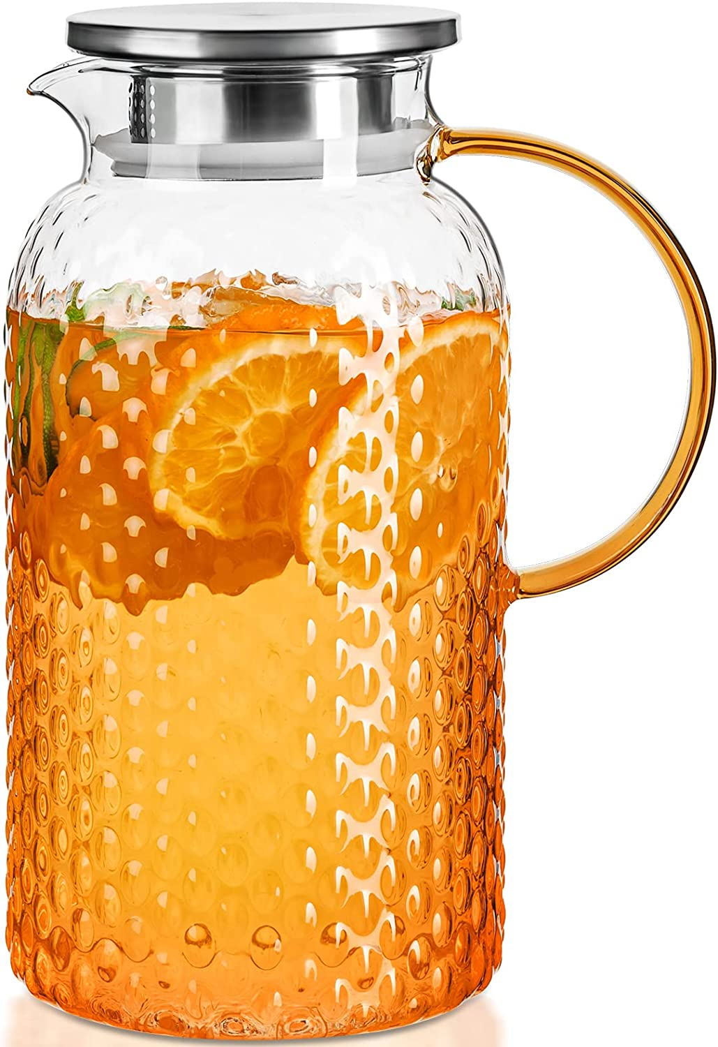PARACITY Glass Pitcher Squama Designed, Glass Water Pitcher with Lid and Spout, Large Bore Design for Easy Cleaning, for Cold/Hot Drinks, Iced Tea, Juice, Milk (64Oz) image number 6