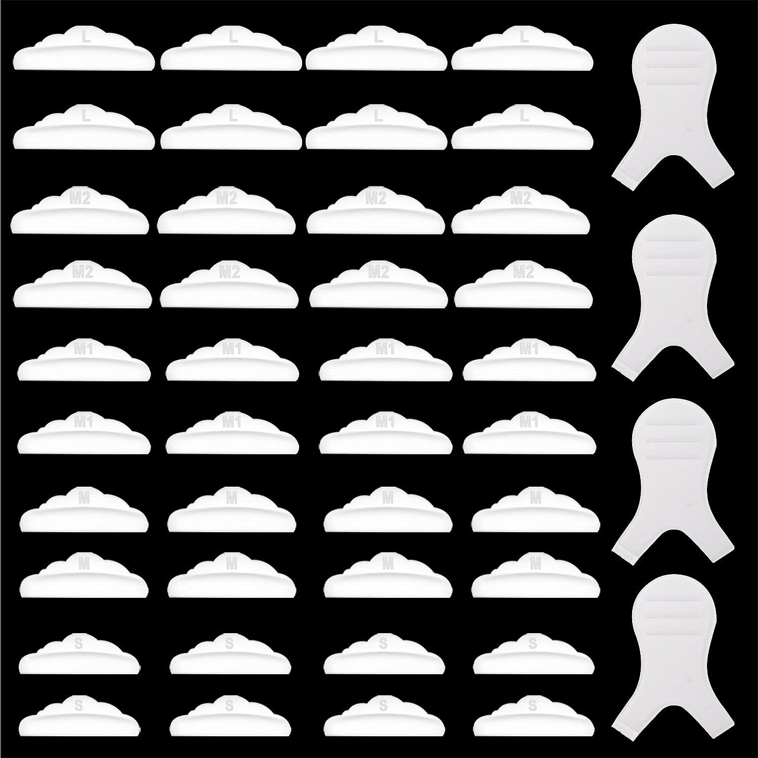 44 Piece Lash Lift Rods,Silicone Eyelash Perming Curler Makeup Tools,5 Sizes S/M/M1/M2/L,Reusable Lash Lifting Pads (Transparent) image number 5