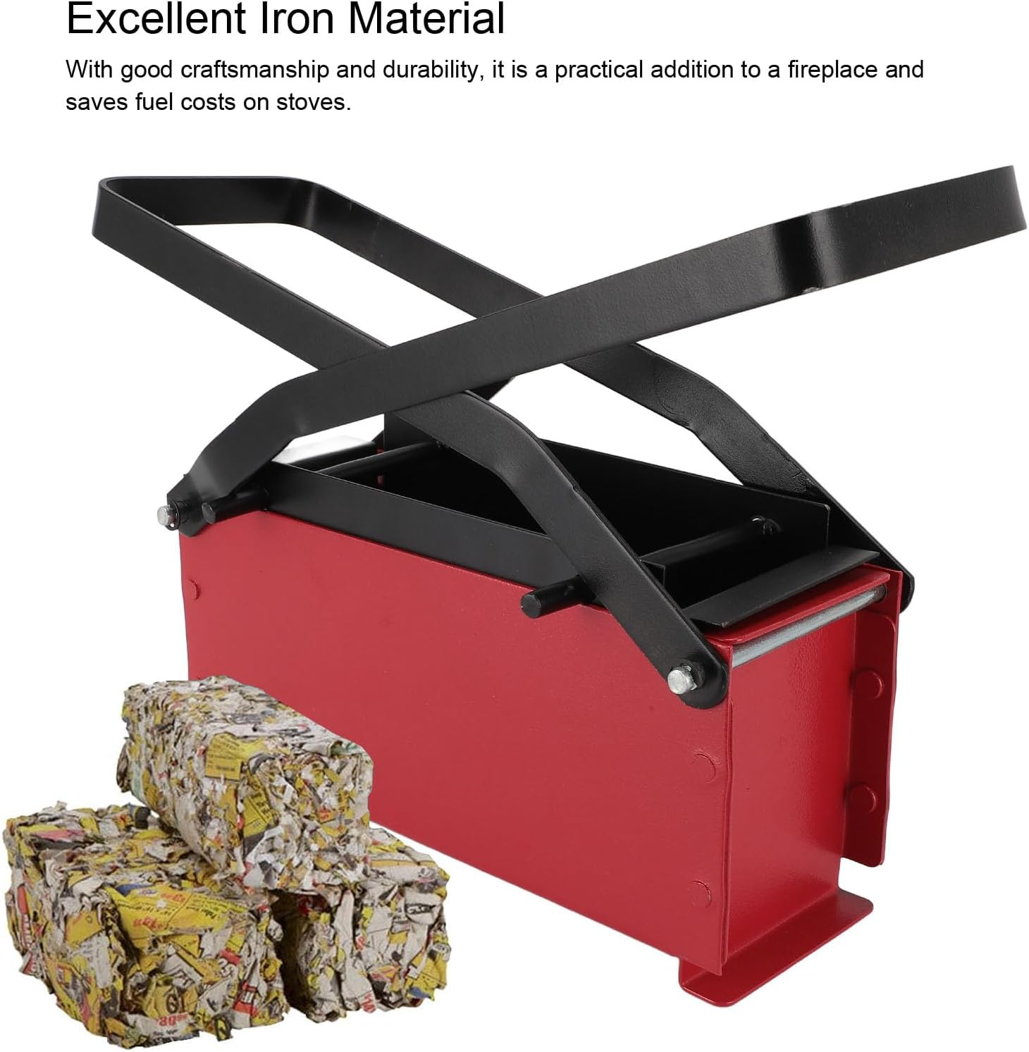 Iron Newspaper Briquet Maker, Multifunctional Paper Log Briquette Maker with Easy Operating for Home, Alternative for Household Stove Fuel