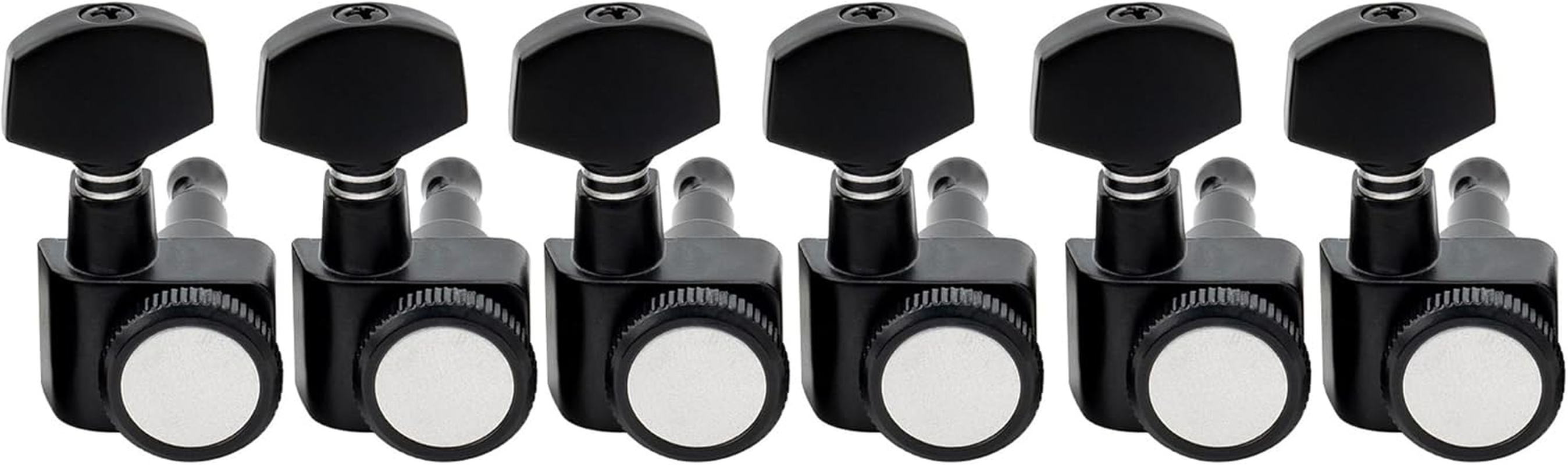 Musiclily Pro 6 Inline 2-Pins Guitar Locking Tuners Machine Heads Tuning Pegs Keys Set for Fender Strat/Tele Electric Guitar, Black