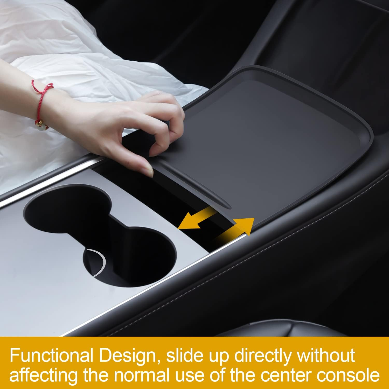 Silicone Center Console Wrap Cover for Tesla Model 3 Y 2021 2022 2023(Black) image number 1