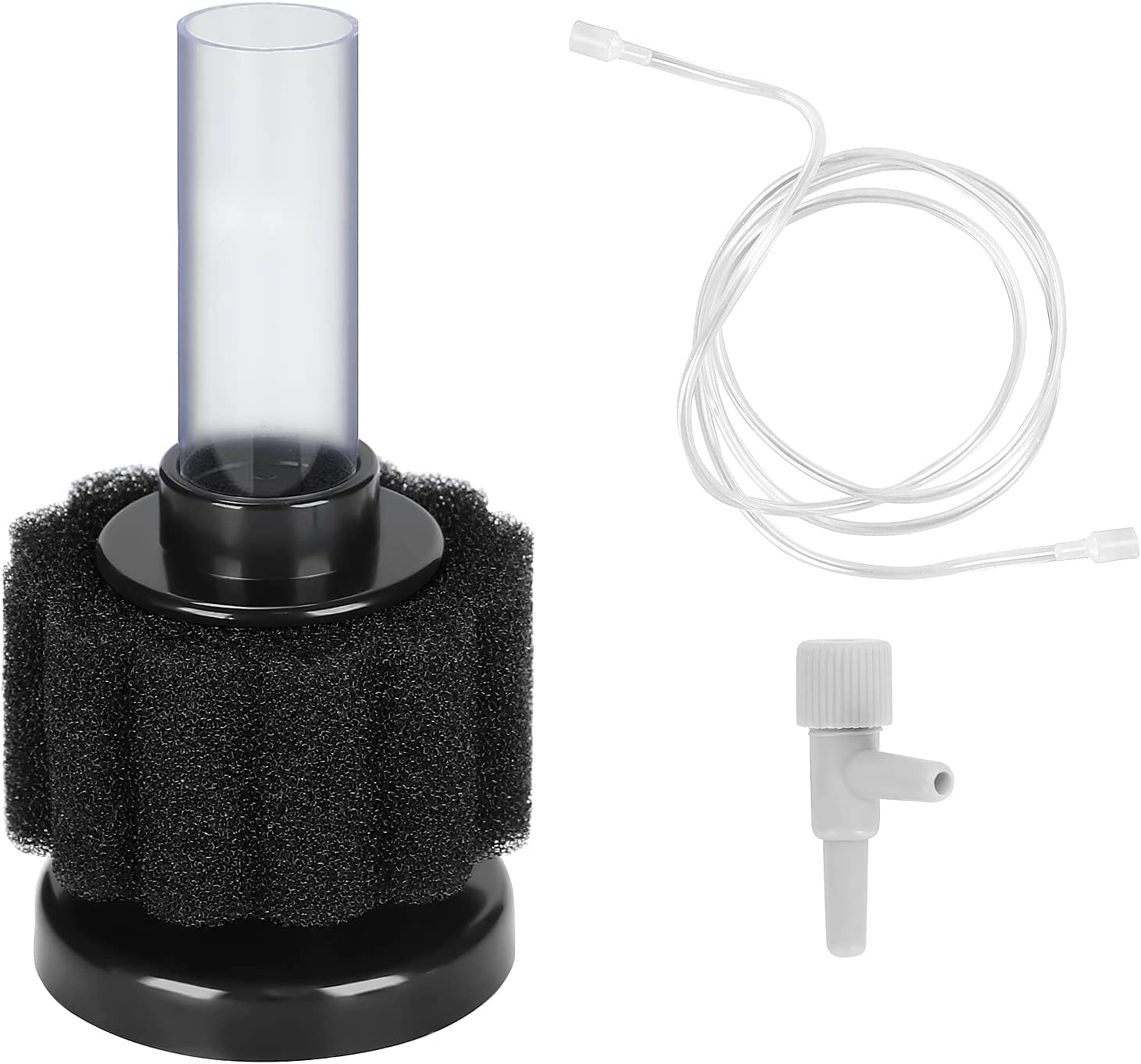 AQUANEAT Mini Aquarium Sponge Filter, Quiet Fish Tank Bio Foam Filter, with Airline Tubing, up to 2Gal