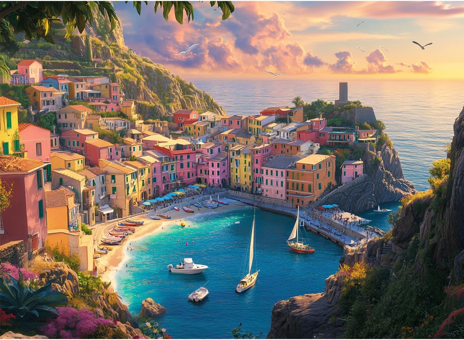 Jigsaw Puzzles for Adults 1000 Pieces Impossible Hard Difficult Challenging Puzzles for Adults Coastal Serenity Harbo Jigsaw Puzzle 1000 Pieces Nature 1000Pc Puzzle 28 X 20 Inch﻿ image number 4